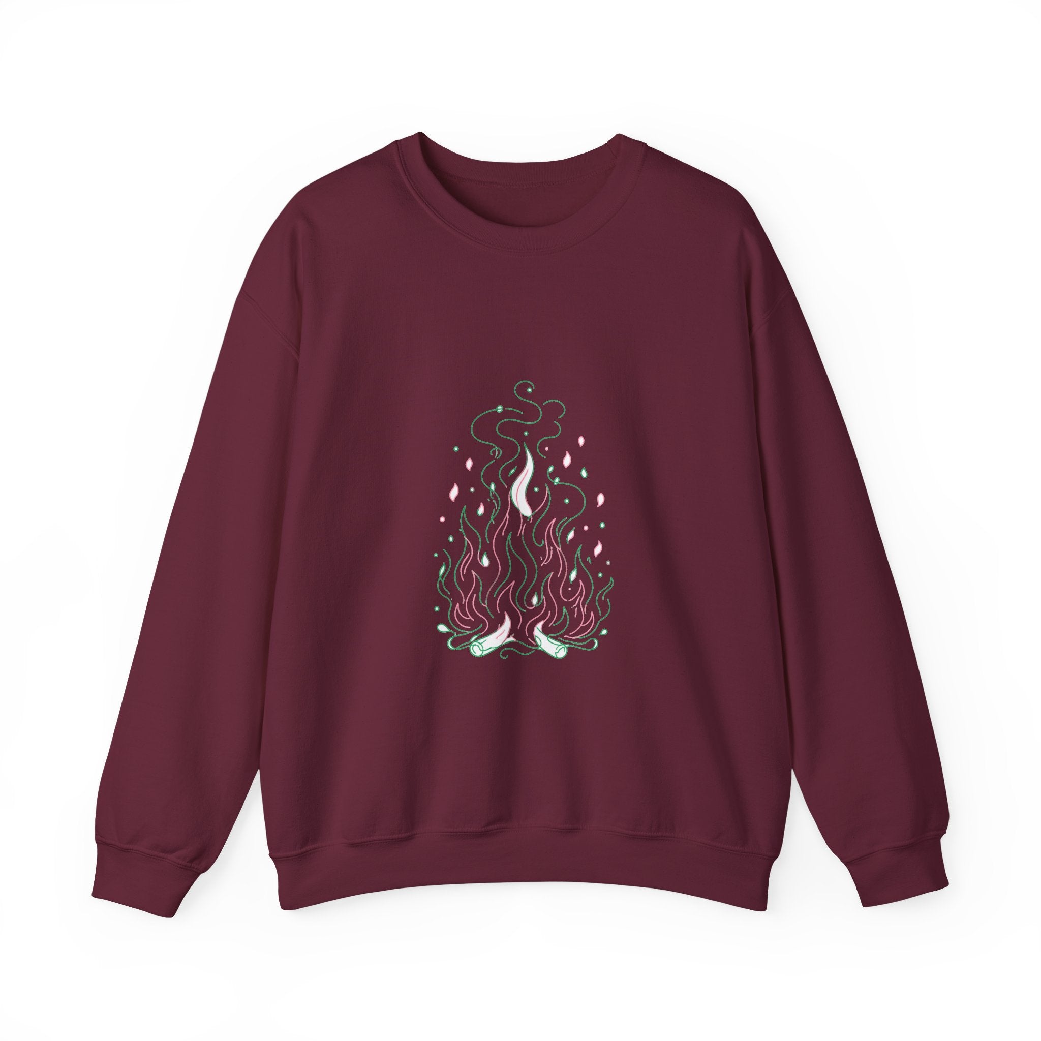 Matching Couple Sweatshirt - Wildfire & Waterfall Matching Couple Premium Fleece Sweatshirt Minimalist Art His Hers Christmas Gift - Design A