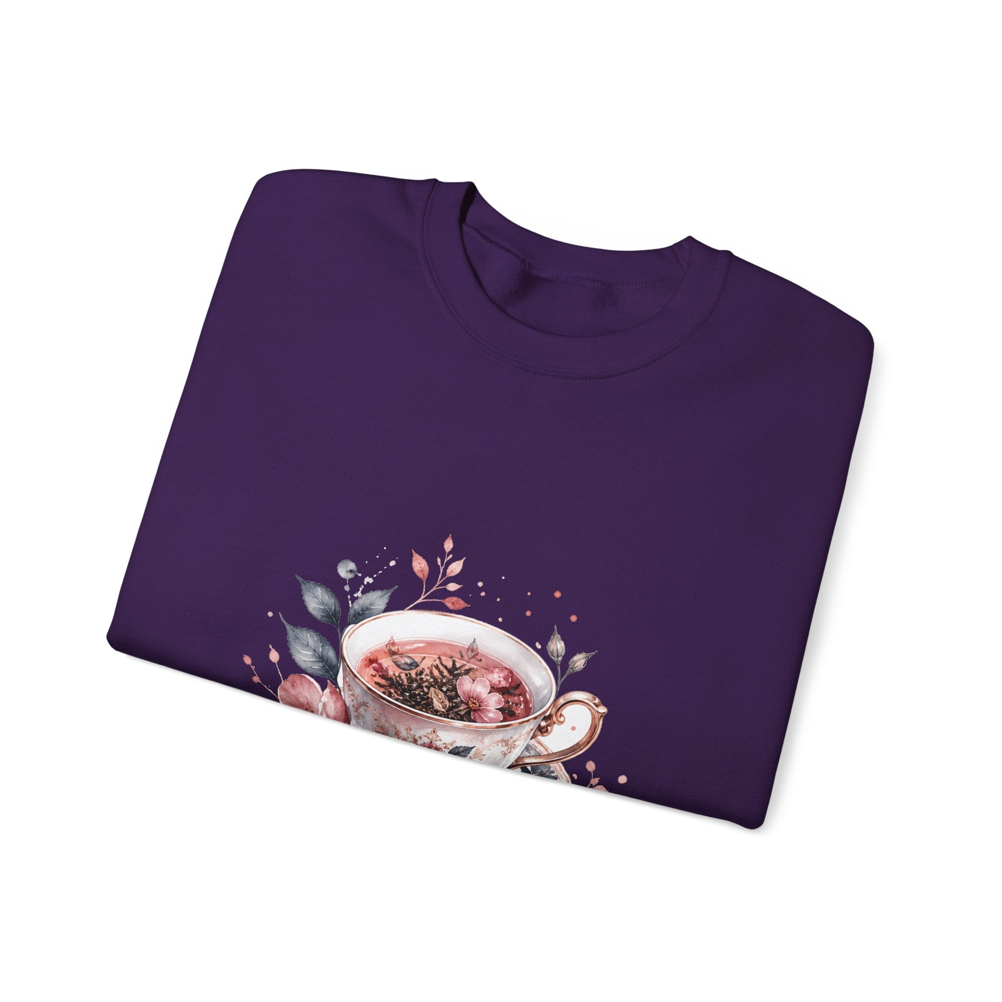 Matching Couple Sweatshirt - Coffee & Tea Matching Couple Premium Fleece Sweatshirt Watercolor Art His Hers Birthday Gift - Design B