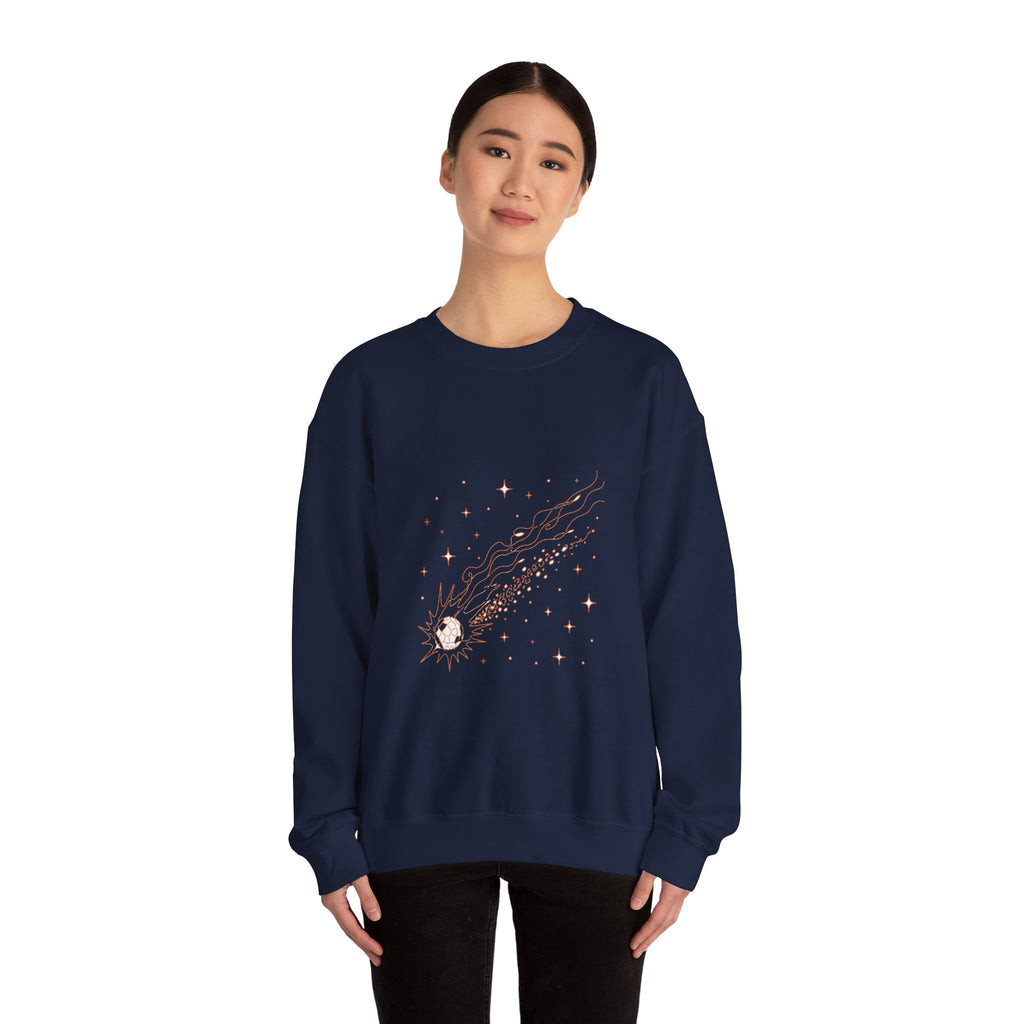 Matching Couple Sweatshirt - Comet & Asteroid Matching Couple Crewneck Sweatshirt Minimalist Art His Hers Valentine Gift - Design A