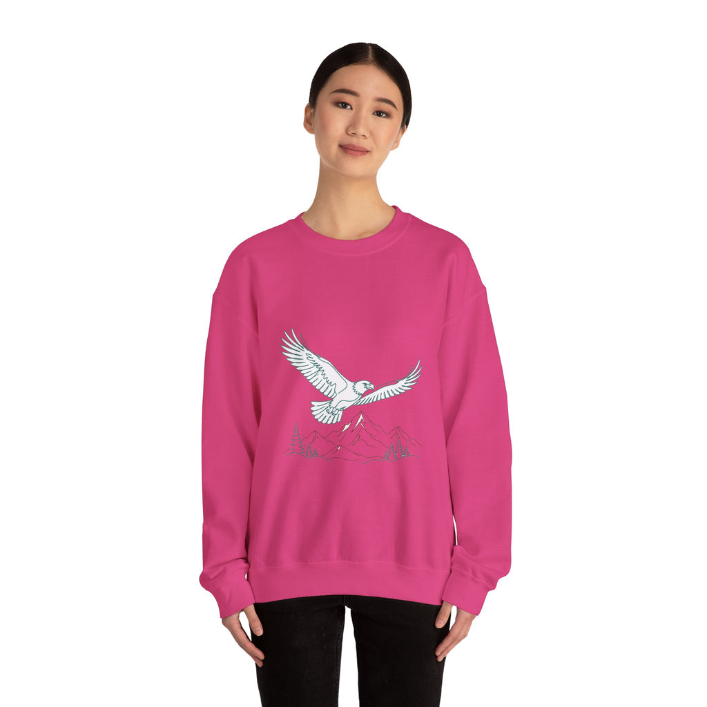 Matching Couple Sweatshirt - Eagle & Whale Matching Couple Crewneck Sweatshirt Minimalist Art His Hers Valentine Gift - Design A