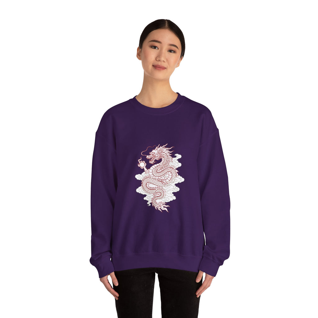 Matching Couple Sweatshirt - Dragon & Phoenix Matching Couple Crewneck Sweatshirt Minimalist Art His Hers Valentine Gift - Design A