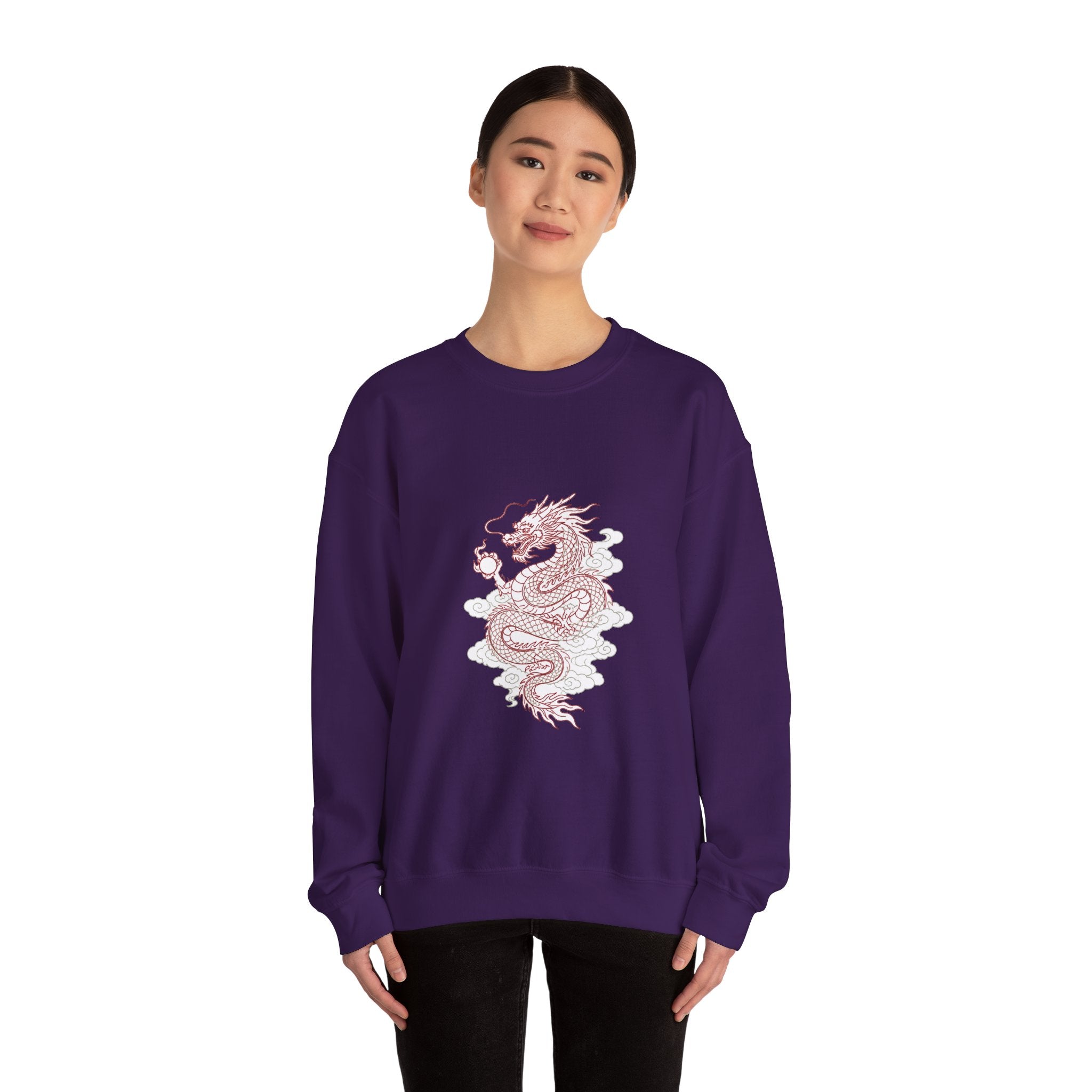 Matching Couple Sweatshirt - Dragon & Phoenix Matching Couple Crewneck Sweatshirt Minimalist Art His Hers Valentine Gift - Design A