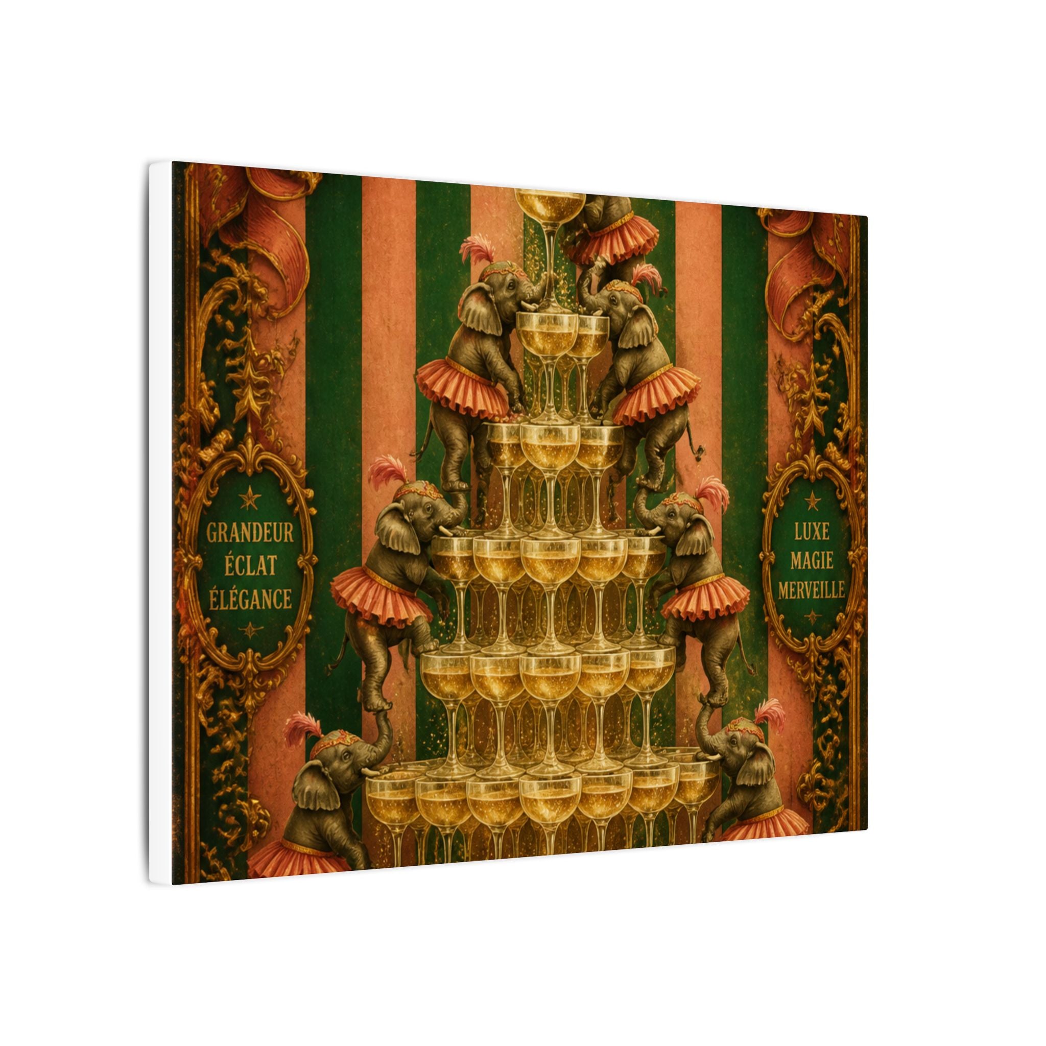 Champagne Tower Elephants Wall Art Canvas 16×20 Baroque Home Office Decor Maximalist Print