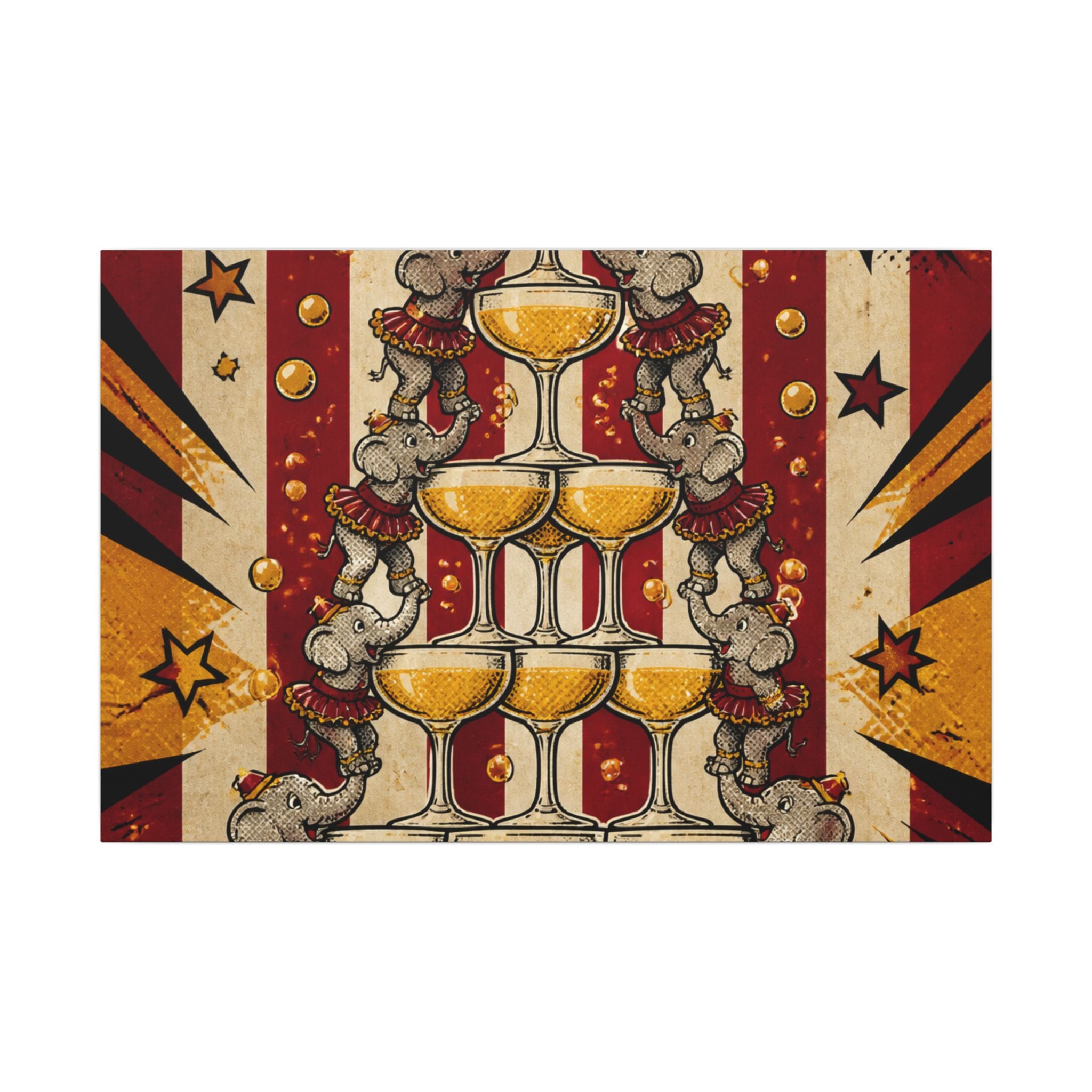 Champagne Tower Elephants Wall Art Canvas 24×36 Pop Art Restaurant Decor Maximalist Print