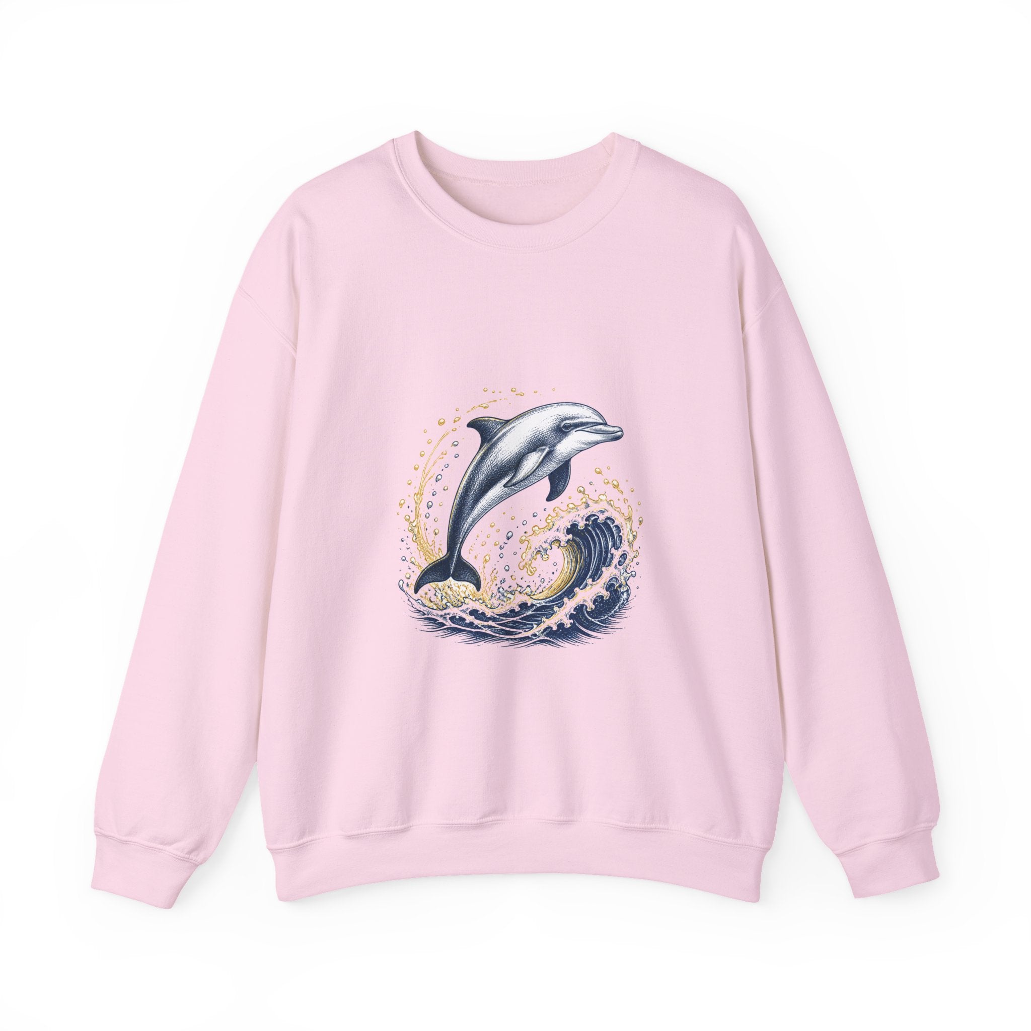 Matching Couple Sweatshirt - Shark & Dolphin Matching Couple Comfort Colors Crew Hand-Drawn Art His Hers Anniversary Gift - Design B
