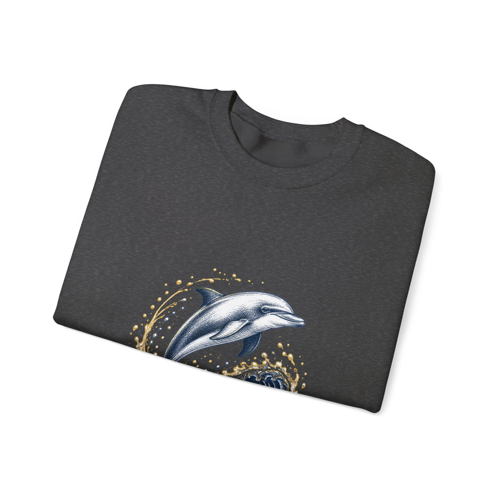 Matching Couple Sweatshirt - Shark & Dolphin Matching Couple Comfort Colors Crew Hand-Drawn Art His Hers Anniversary Gift - Design B