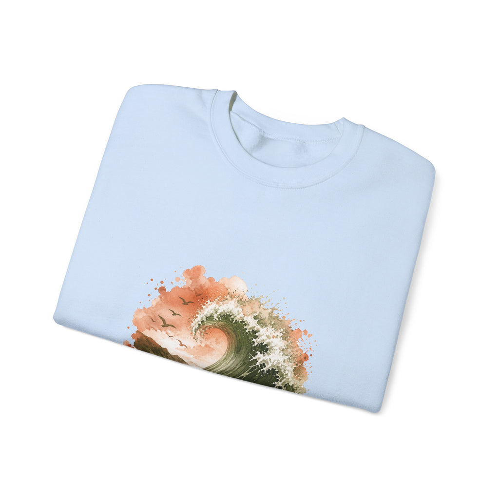 Matching Couple Sweatshirt - Mountain & Ocean Matching Couple Premium Fleece Sweatshirt Watercolor Art His Hers Birthday Gift - Design B