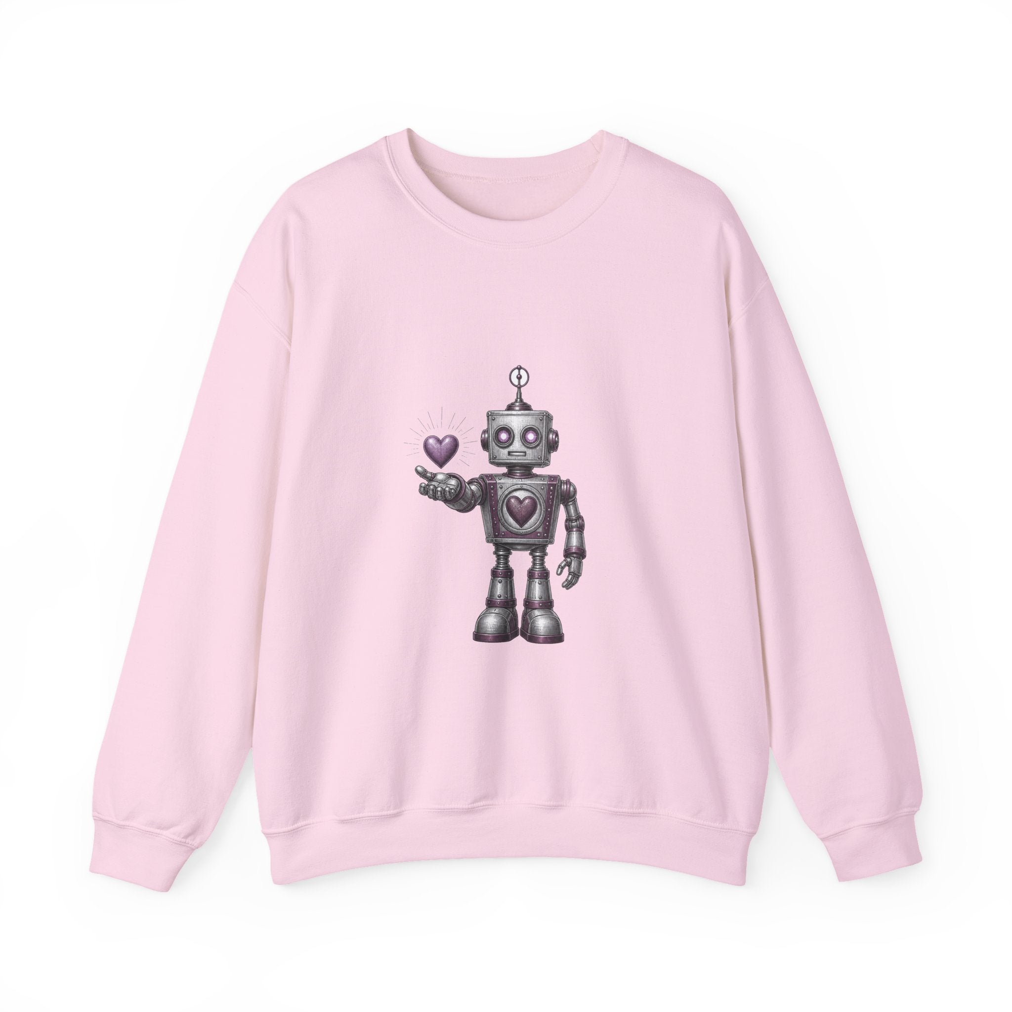 Matching Couple Sweatshirt - Robot & Heart Matching Couple Comfort Colors Crew Vintage Art His Hers Honeymoon Gift - Design A