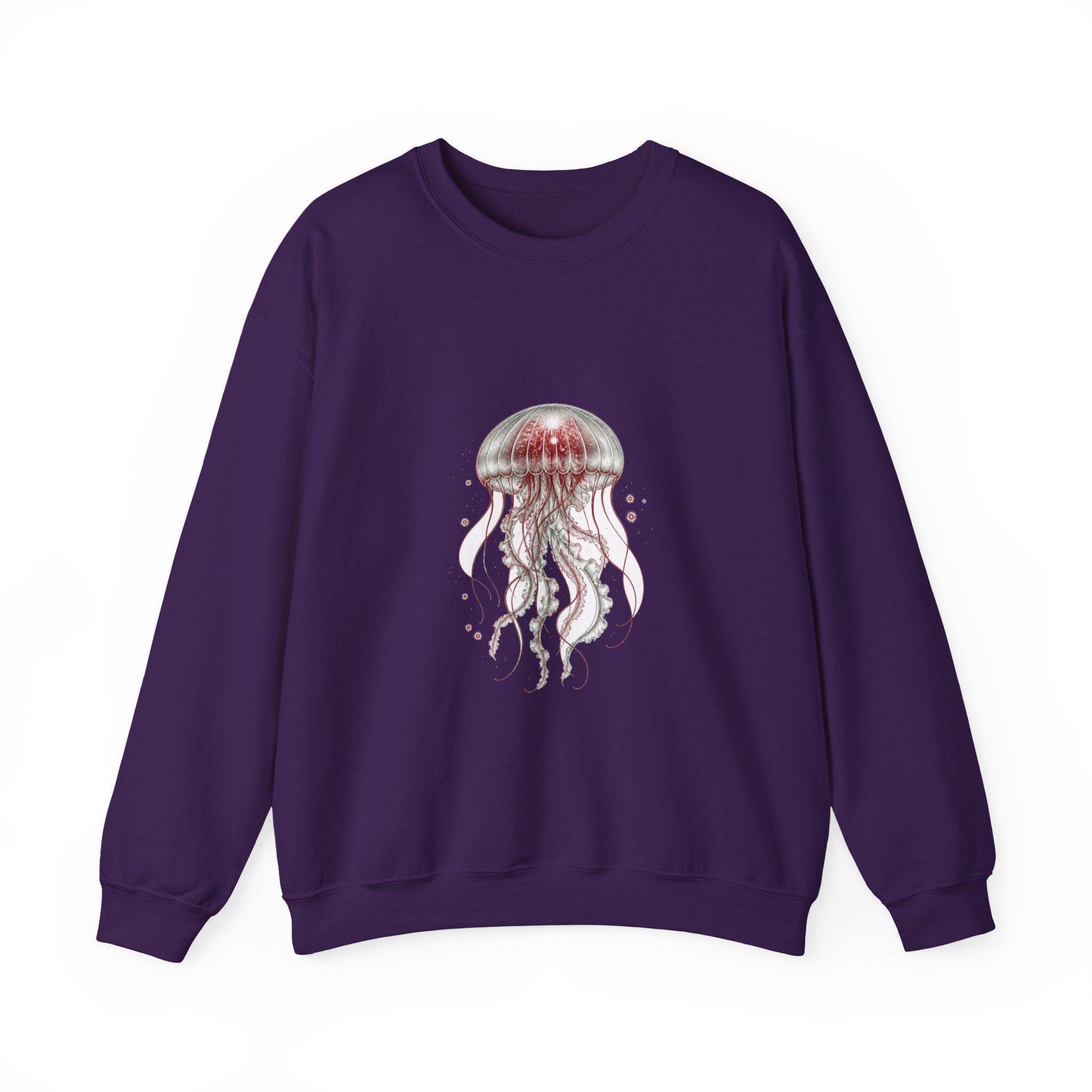 Matching Couple Sweatshirt - Octopus & Jellyfish Matching Couple Crewneck Sweatshirt Vintage Art His Hers Wedding Gift - Design B