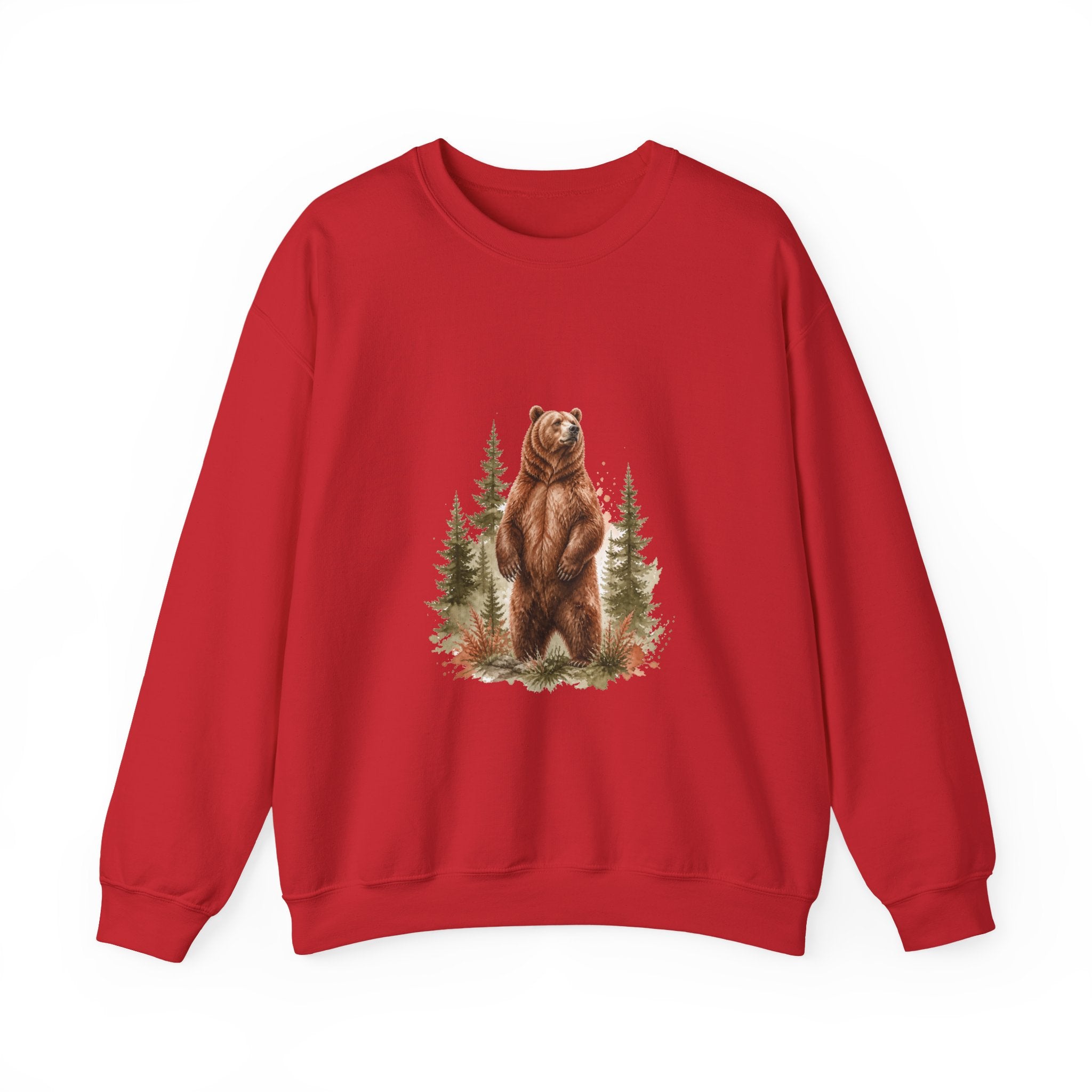 Matching Couple Sweatshirt - Bear & Deer Matching Couple Crewneck Sweatshirt Watercolor Art His Hers Engagement Gift - Design A