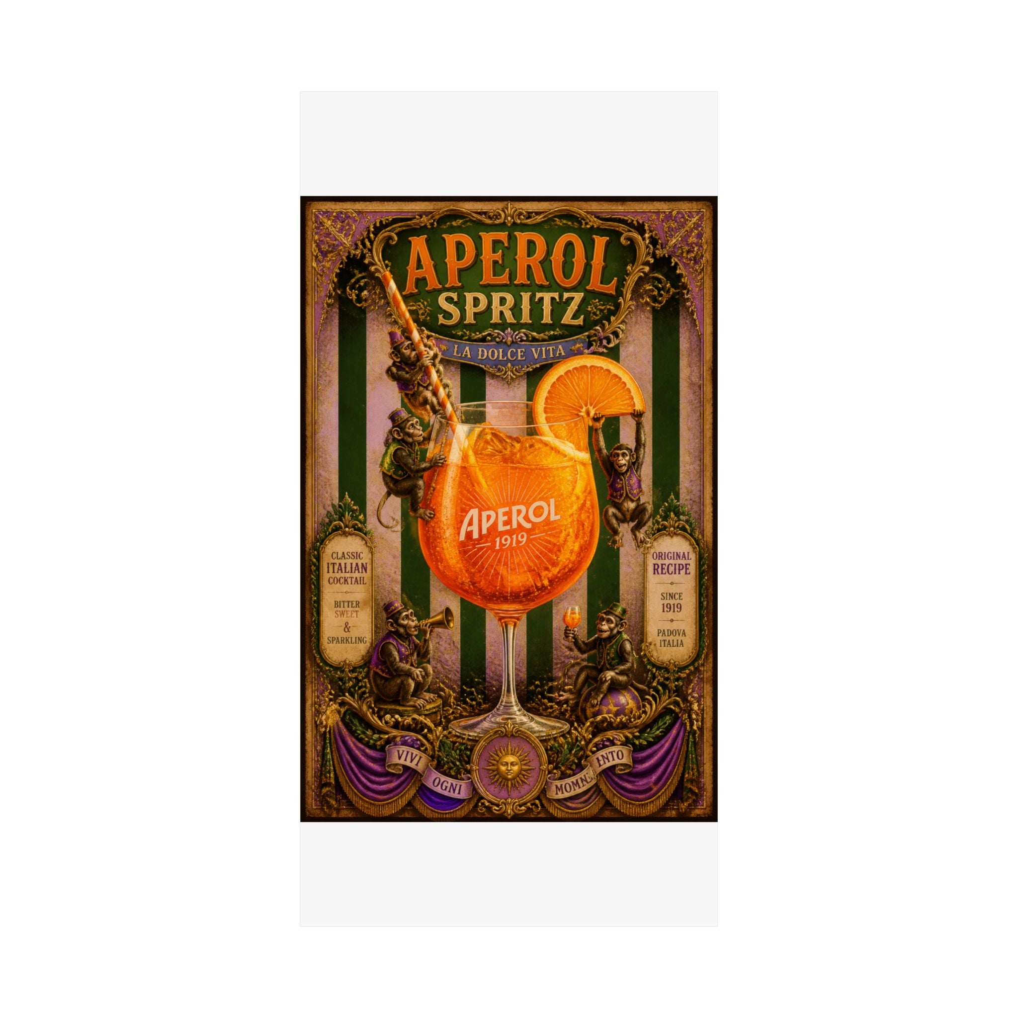 Aperol Spritz Monkeys Wall Art Poster 18×24 Baroque Home Office Decor Maximalist Print