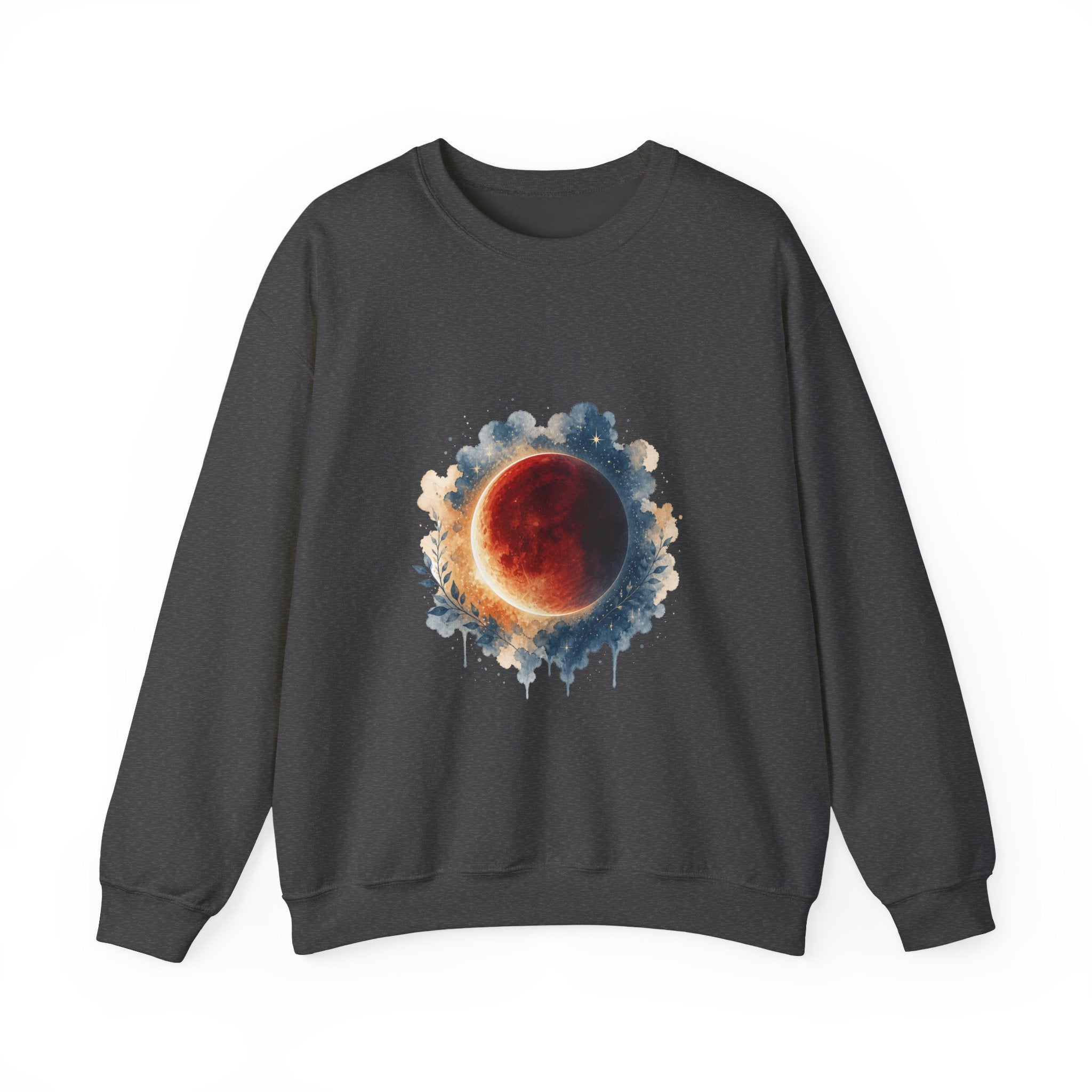 Matching Couple Sweatshirt - Solar & Lunar Eclipse Matching Couple Comfort Colors Crew Watercolor Art His Hers Birthday Gift - Design B