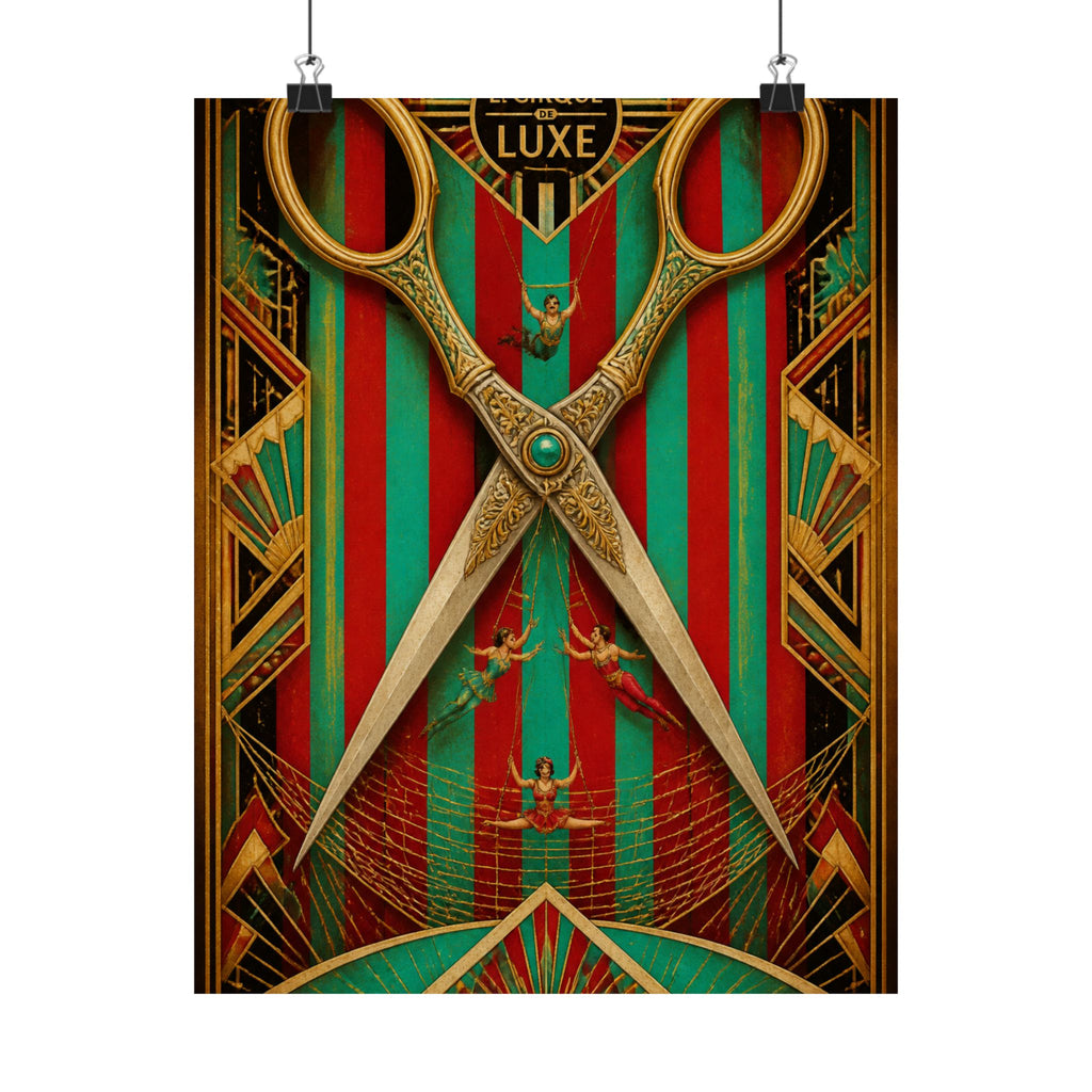 Giant Scissors Trapeze Wall Art Poster 24×36 Art Deco Bar Area Decor Maximalist Print