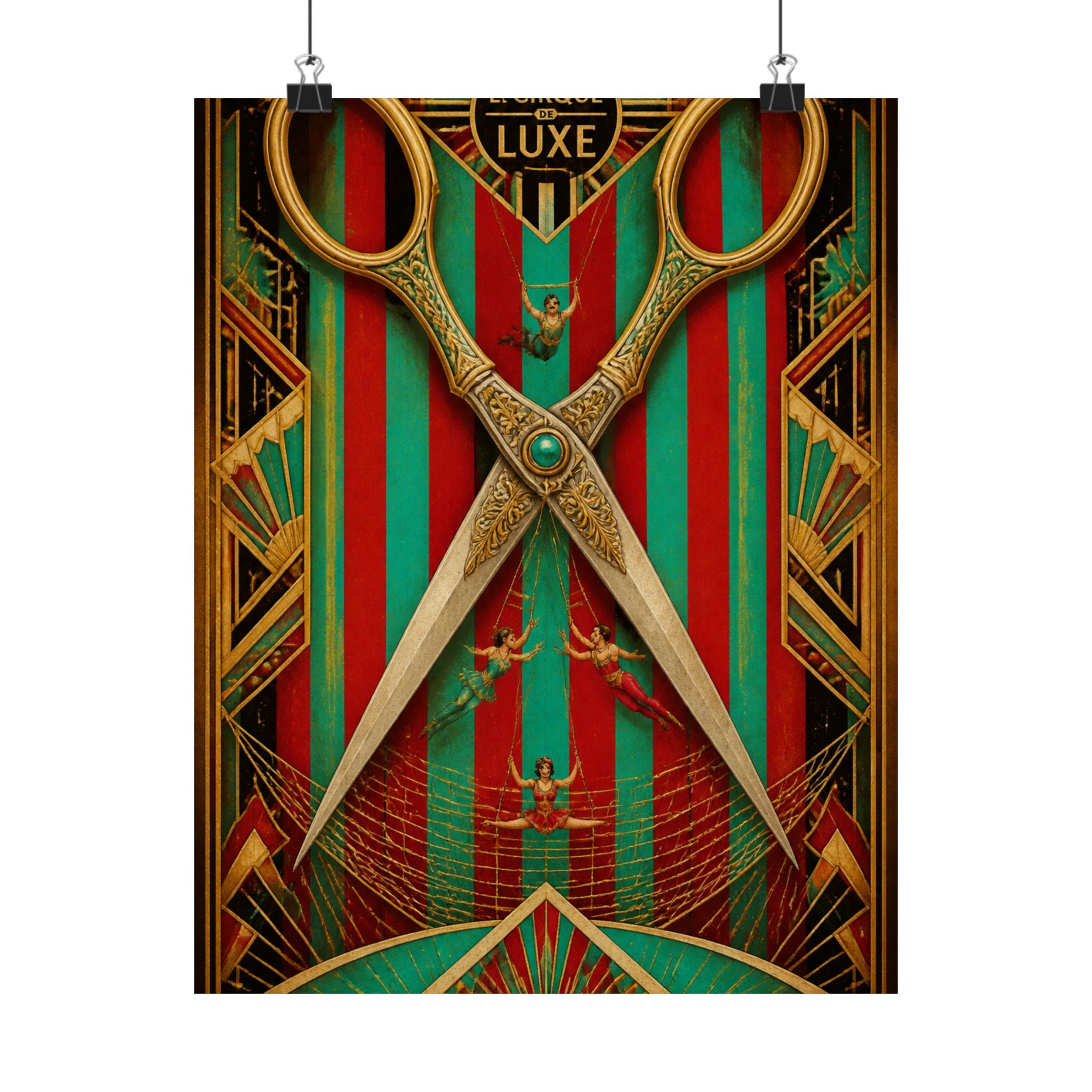 Giant Scissors Trapeze Wall Art Poster 24×36 Art Deco Bar Area Decor Maximalist Print
