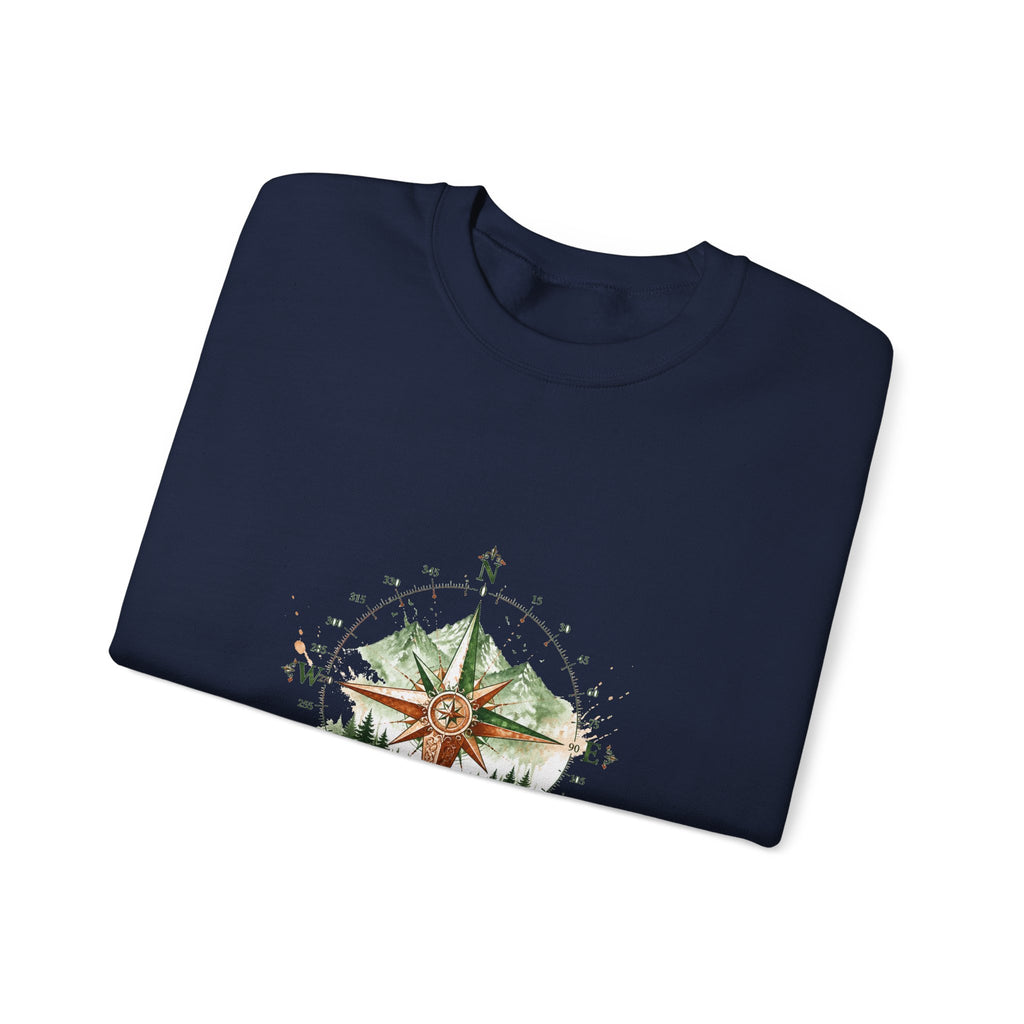Matching Couple Sweatshirt - Compass North & South Matching Couple Comfort Colors Crew Watercolor Art His Hers Birthday Gift - Design B