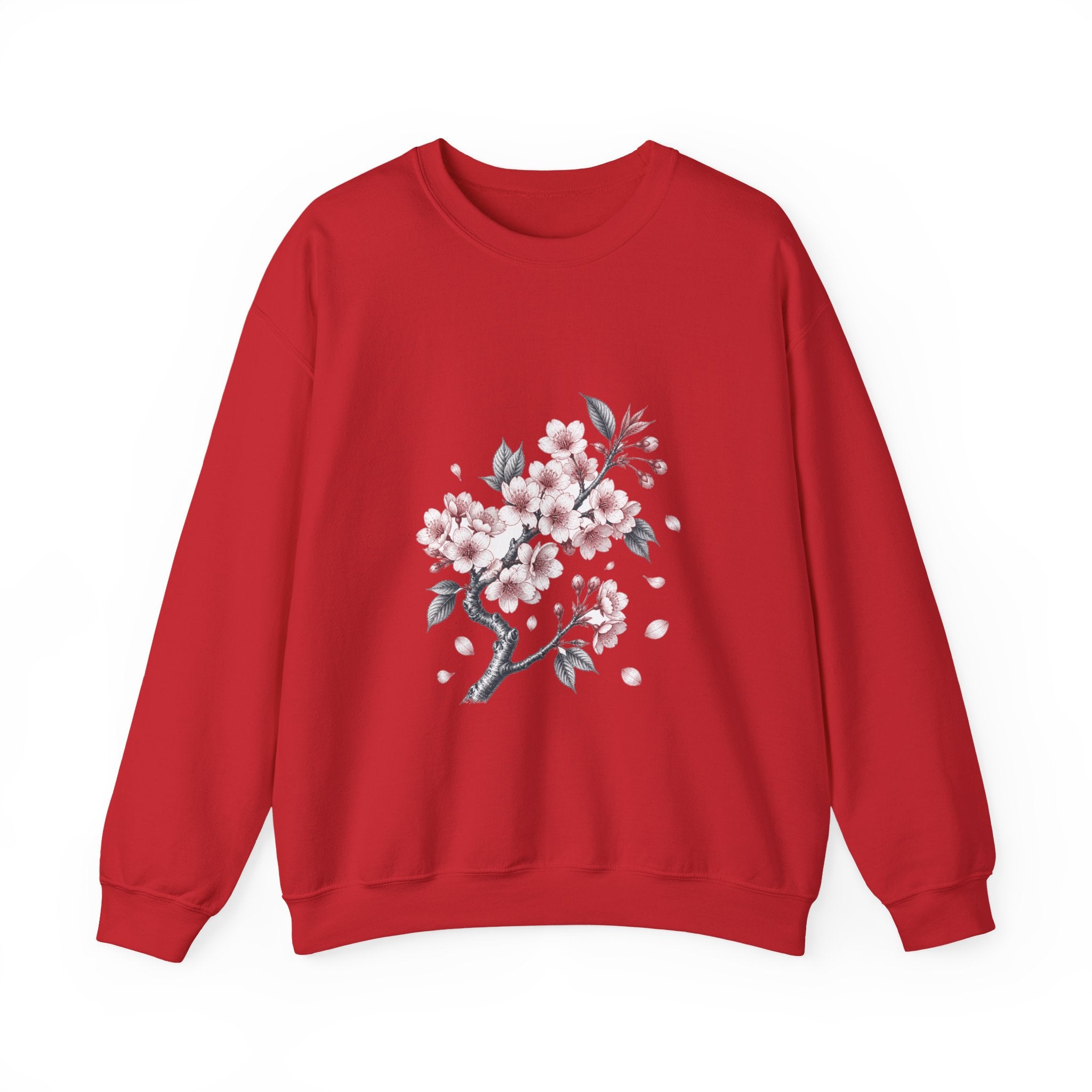 Matching Couple Sweatshirt - Cherry Blossom & Maple Leaf Matching Couple Crewneck Sweatshirt Vintage Art His Hers Wedding Gift - Design A