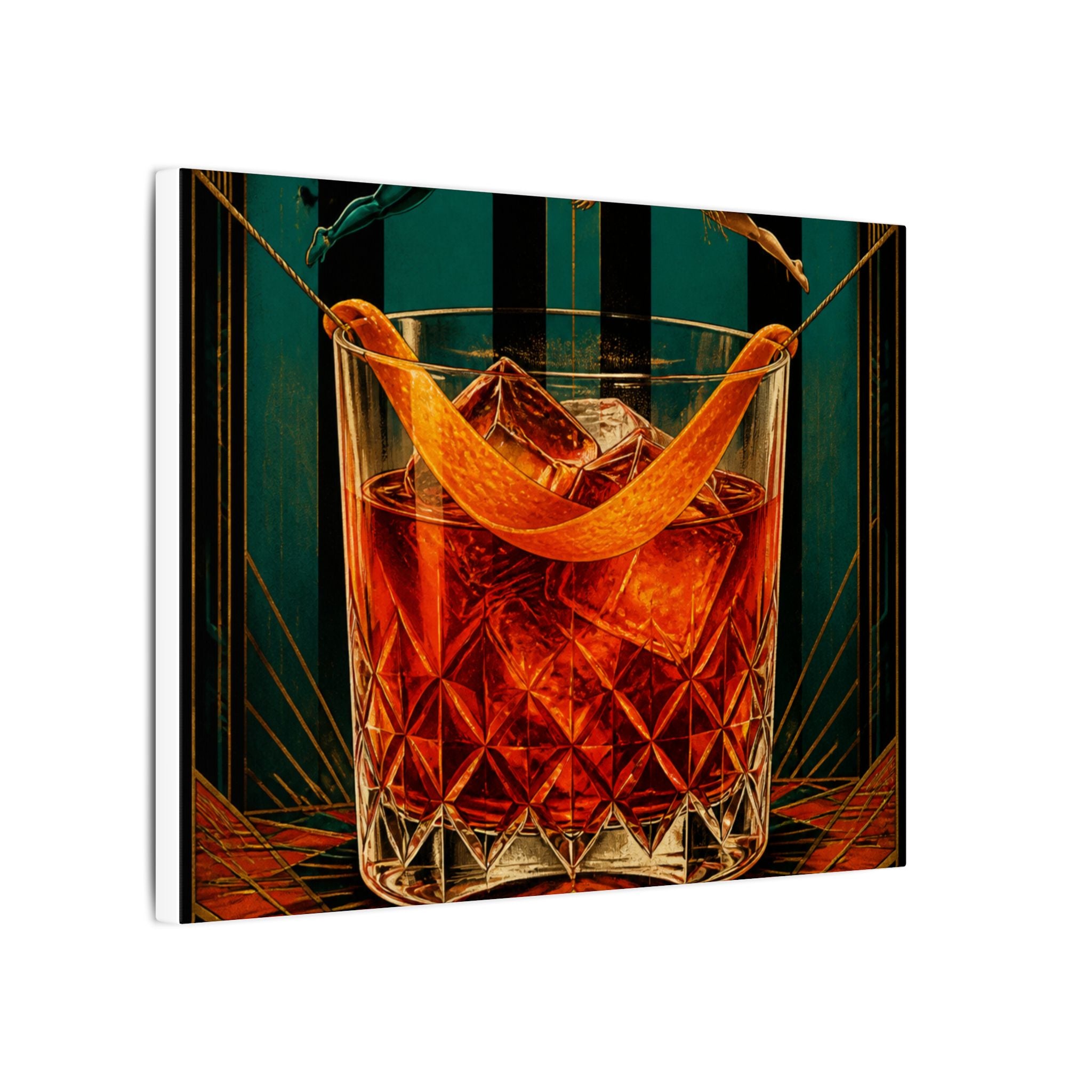 Negroni Trapeze Act Wall Art Canvas 24×36 Art Deco Bar Area Decor Maximalist Print