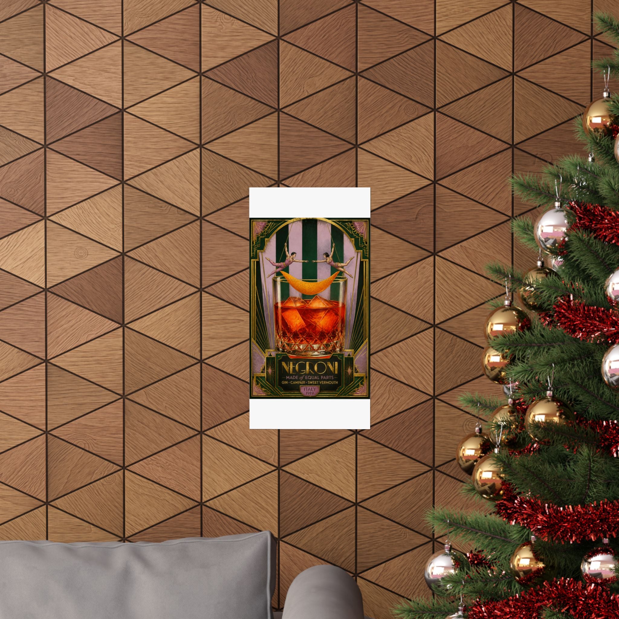 Negroni Trapeze Act Wall Art Poster 24×36 Art Deco Bar Area Decor Maximalist Print