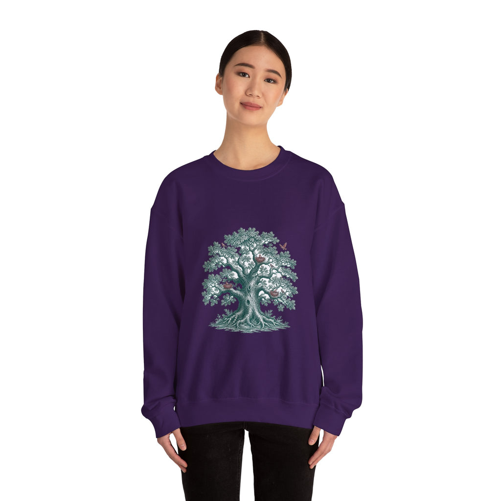 Matching Couple Sweatshirt - Ancient Oak & Deep Roots Matching Couple Premium Fleece Sweatshirt Vintage Art His Hers Honeymoon Gift - Design A