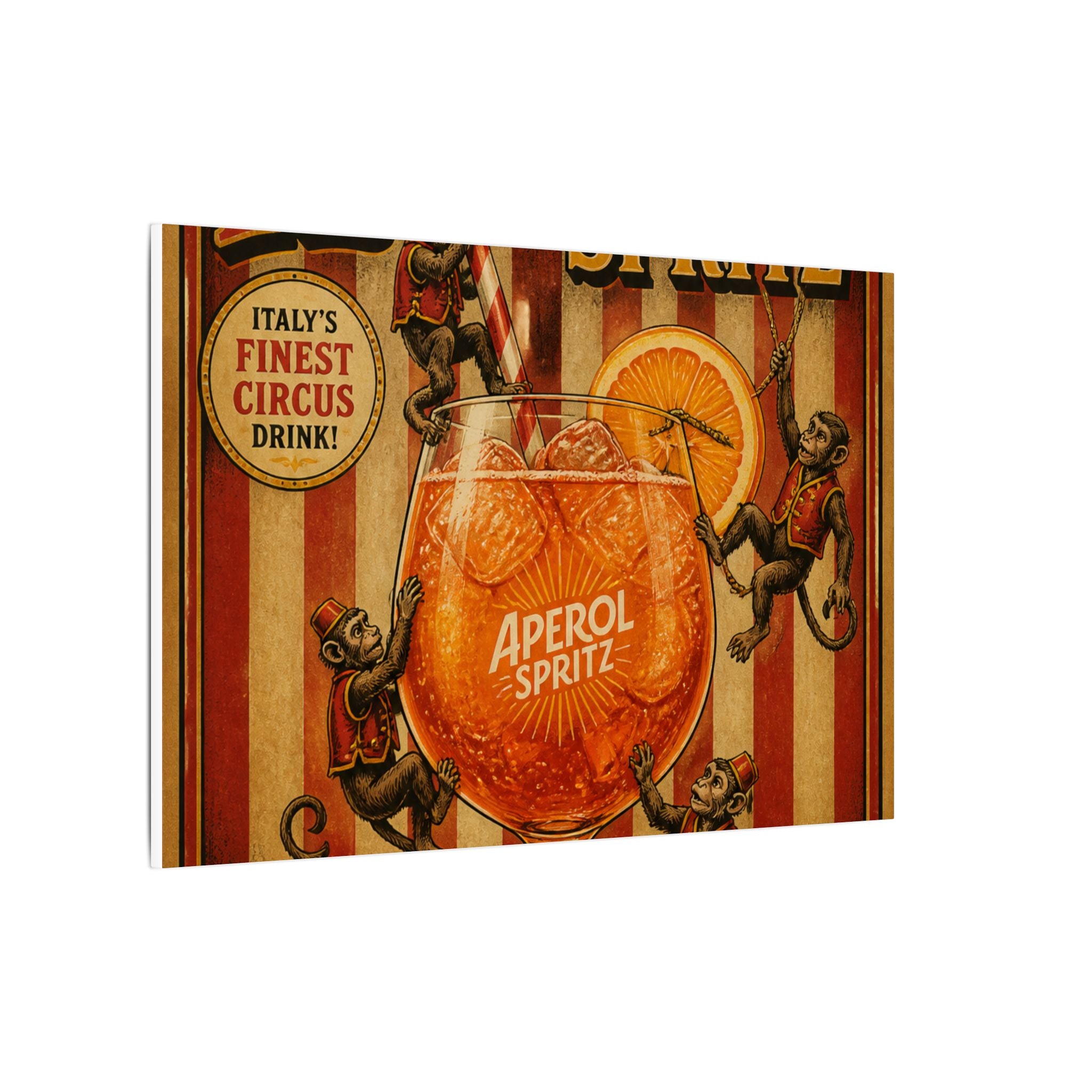 Aperol Spritz Monkeys Wall Art Canvas 24×36 Vintage Circus Bedroom Decor Maximalist Print