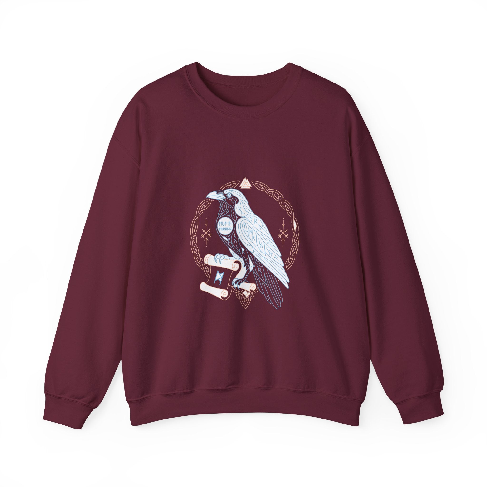 Matching Couple Sweatshirt - Huginn & Muninn Matching Couple Crewneck Sweatshirt Minimalist Art His Hers Valentine Gift - Design B