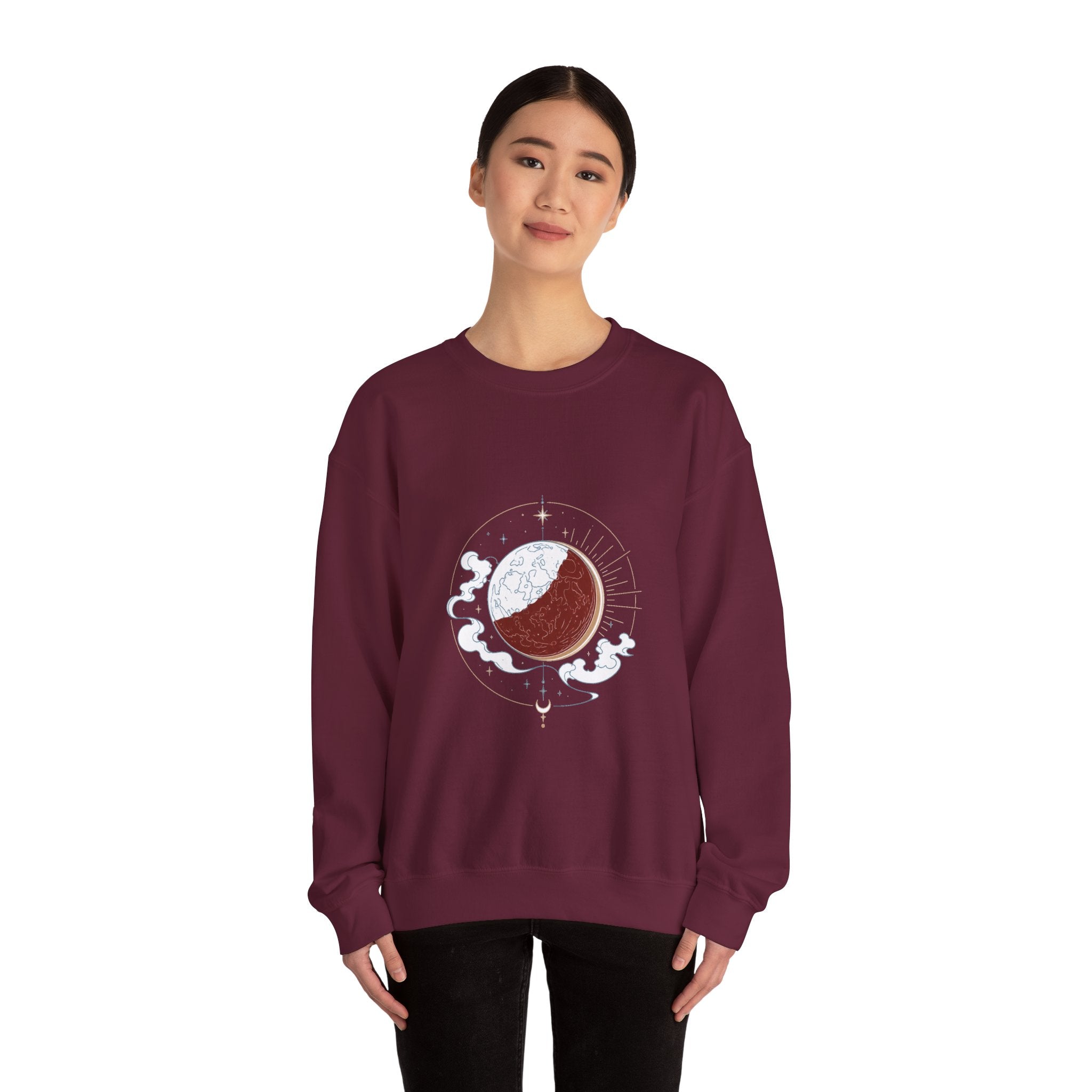 Matching Couple Sweatshirt - Solar & Lunar Eclipse Matching Couple Comfort Colors Crew Minimalist Art His Hers Christmas Gift - Design B