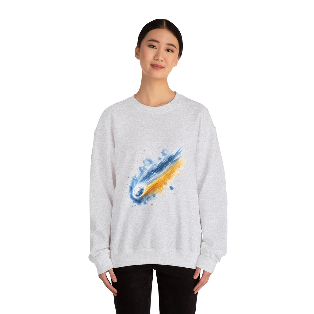 Matching Couple Sweatshirt - Comet & Asteroid Matching Couple Crewneck Sweatshirt Watercolor Art His Hers Engagement Gift - Design A