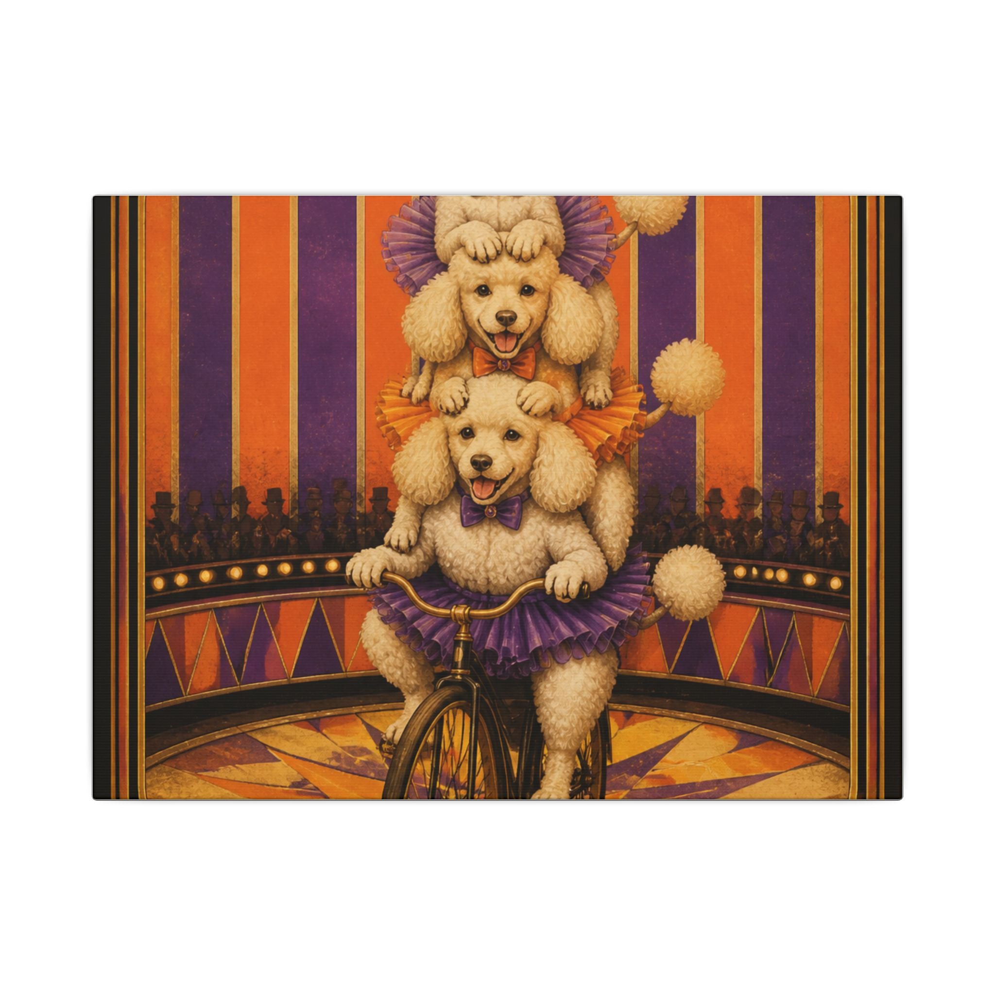 Poodle Stack Bicycle Wall Art Canvas 16×20 Art Deco Entryway Decor Maximalist Print