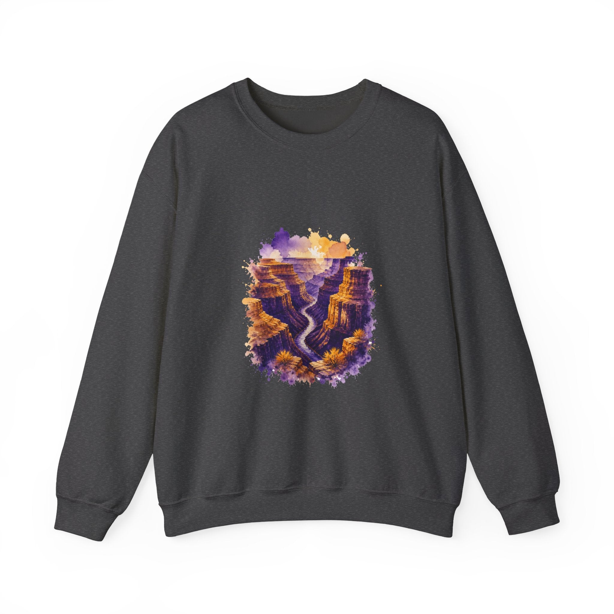 Matching Couple Sweatshirt - Lavender Fields & Canyon Matching Couple Premium Fleece Sweatshirt Watercolor Art His Hers Birthday Gift - Design B