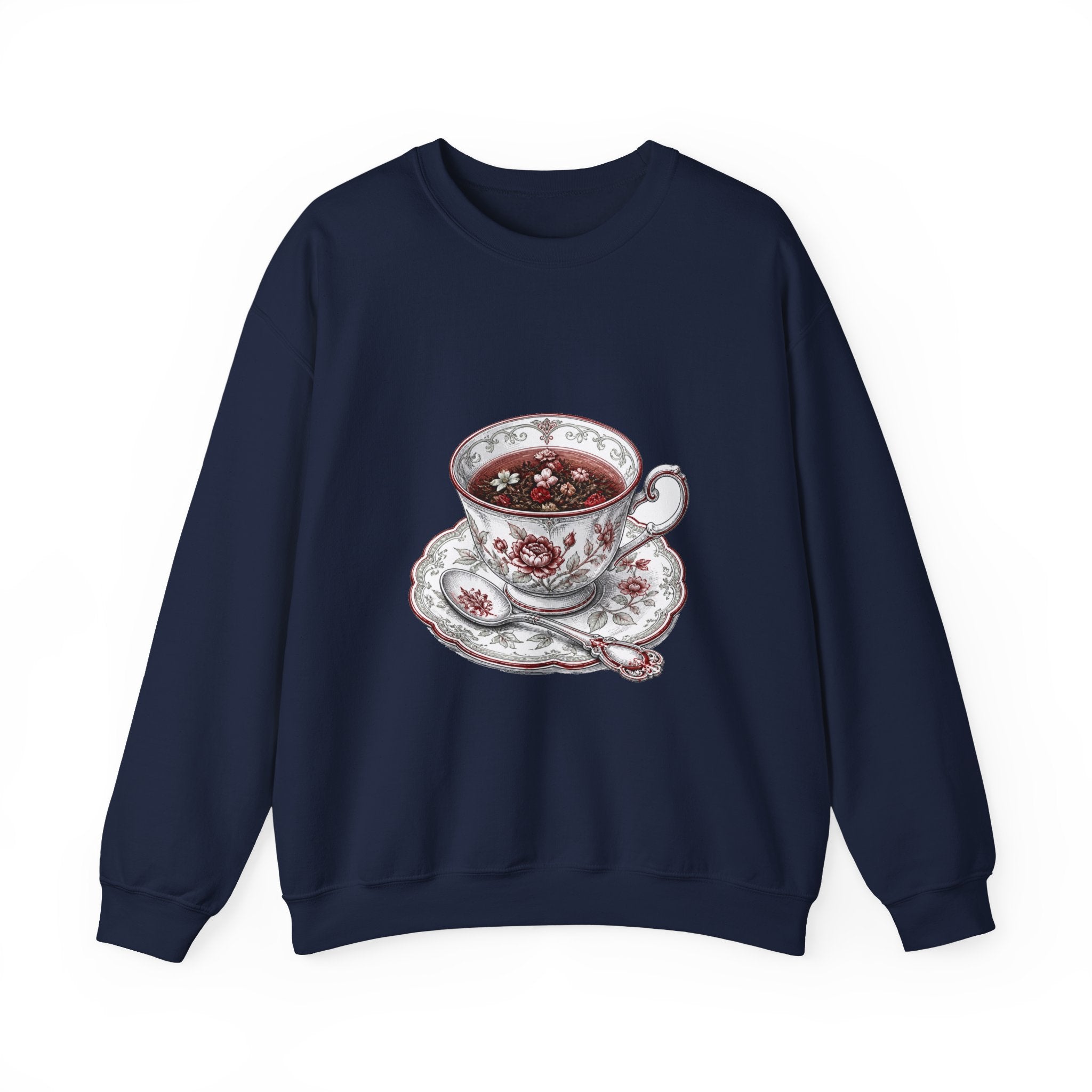 Matching Couple Sweatshirt - Coffee & Tea Matching Couple Premium Fleece Sweatshirt Hand-Drawn Art His Hers Anniversary Gift - Design B