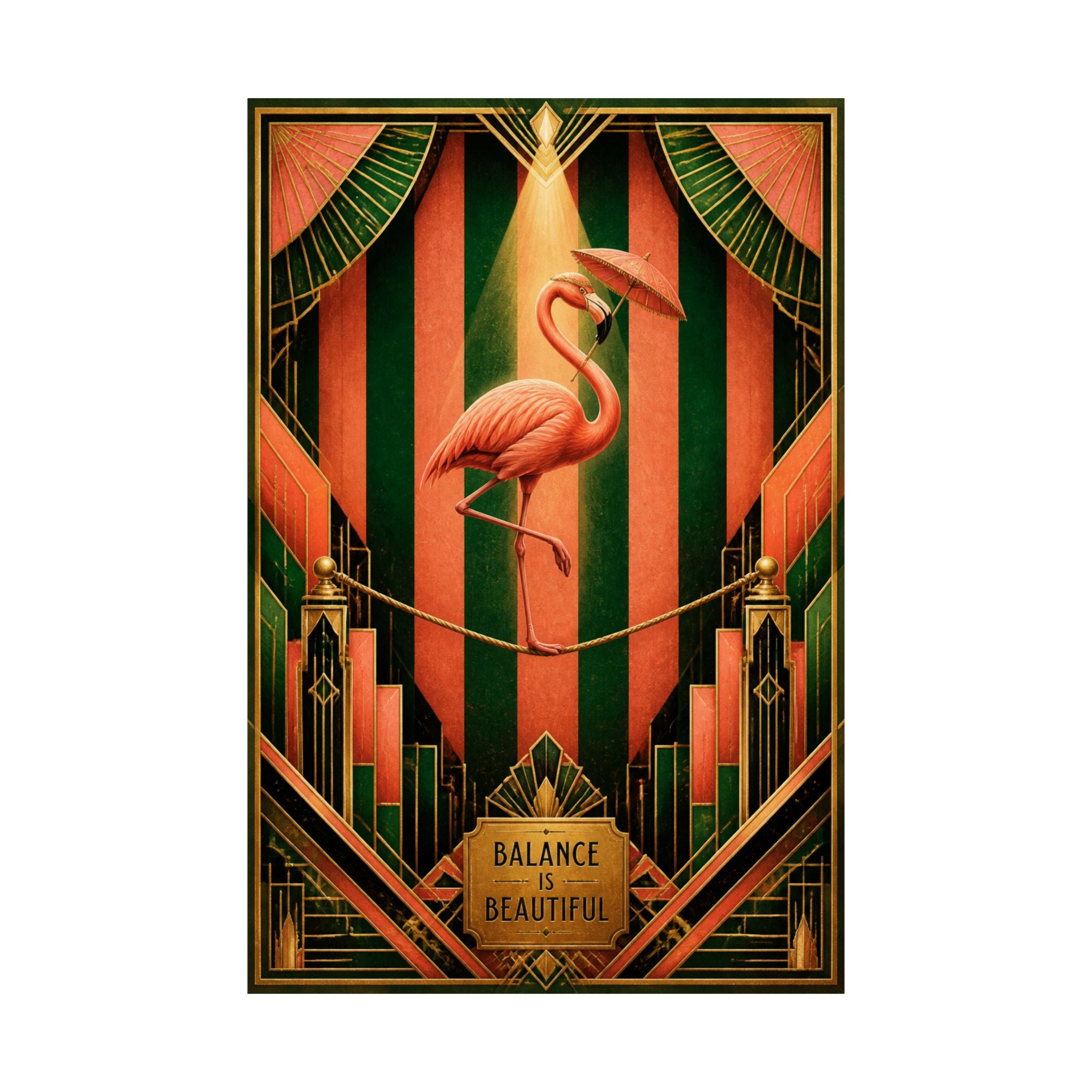 Flamingo Tightrope Wall Art Poster 18×24 Art Deco Entryway Decor Maximalist Print