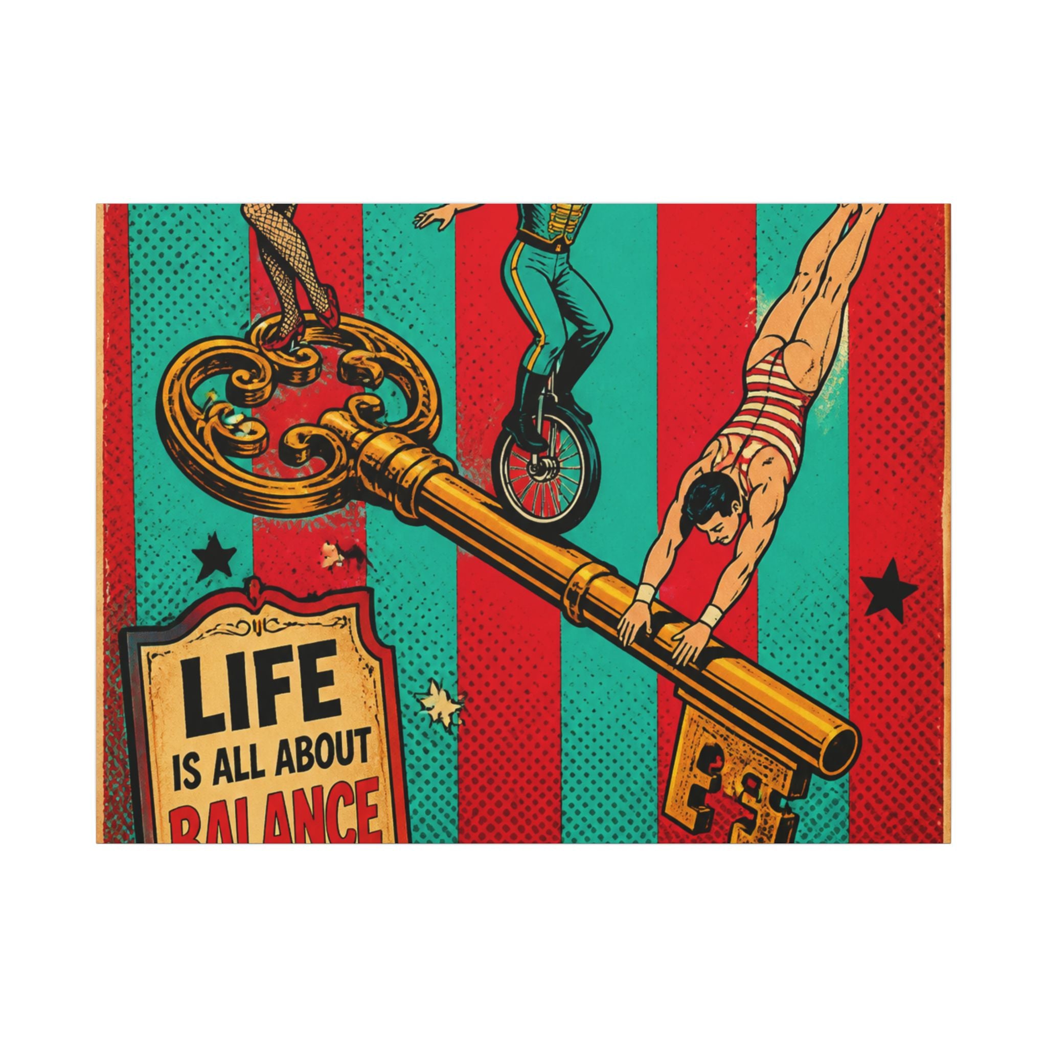 Giant Key Performance Wall Art Canvas 16×20 Pop Art Living Room Decor Maximalist Print