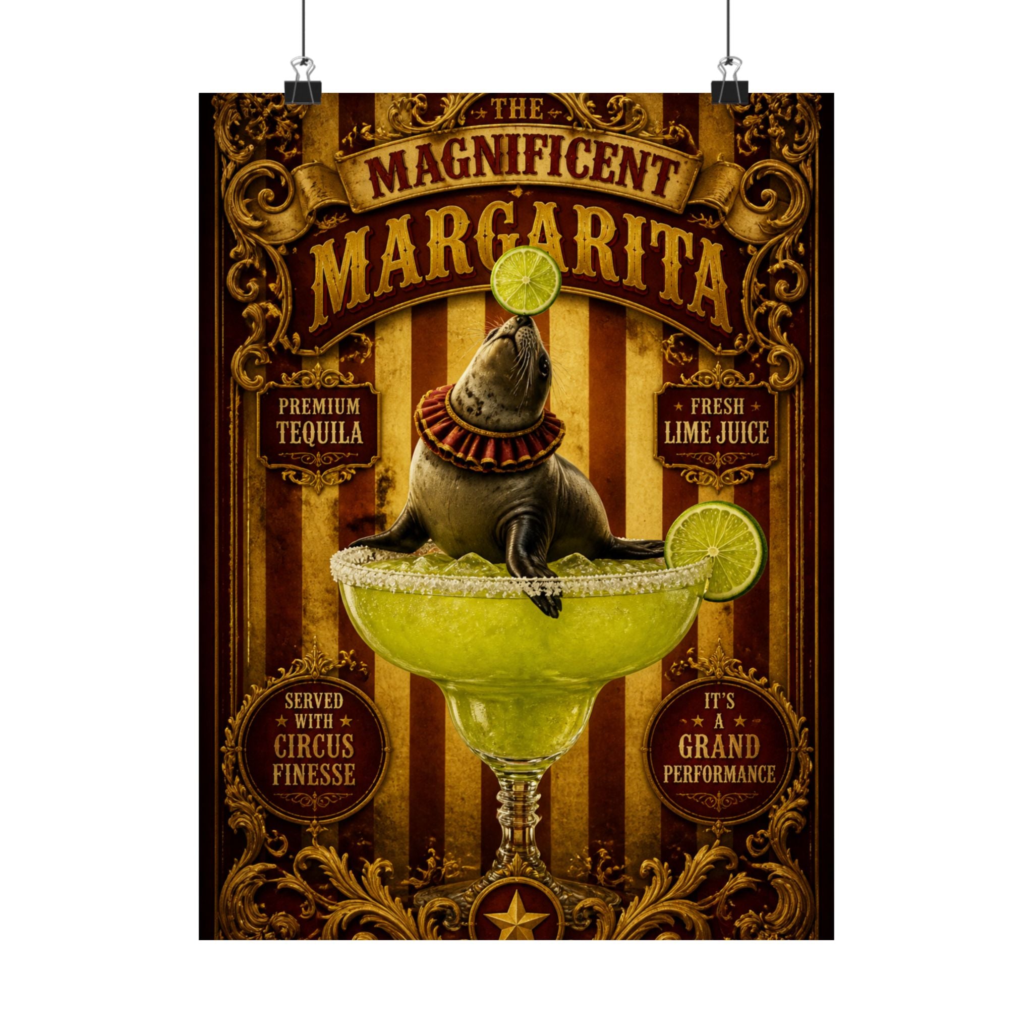 Margarita Balancing Seal Wall Art Poster 24×36 Baroque Studio Decor Maximalist Print