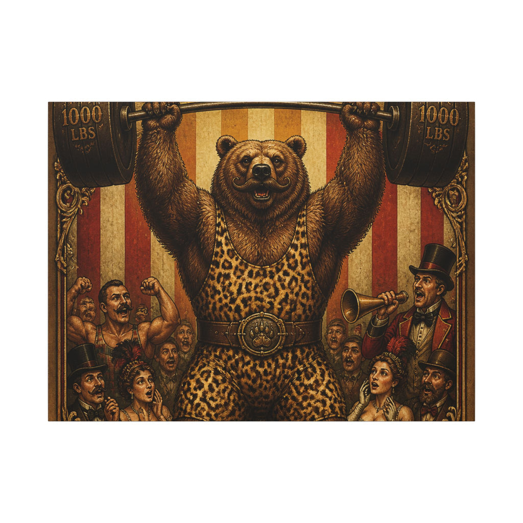 Strongman Bear Wall Art Canvas 24×36 Baroque Studio Decor Maximalist Print