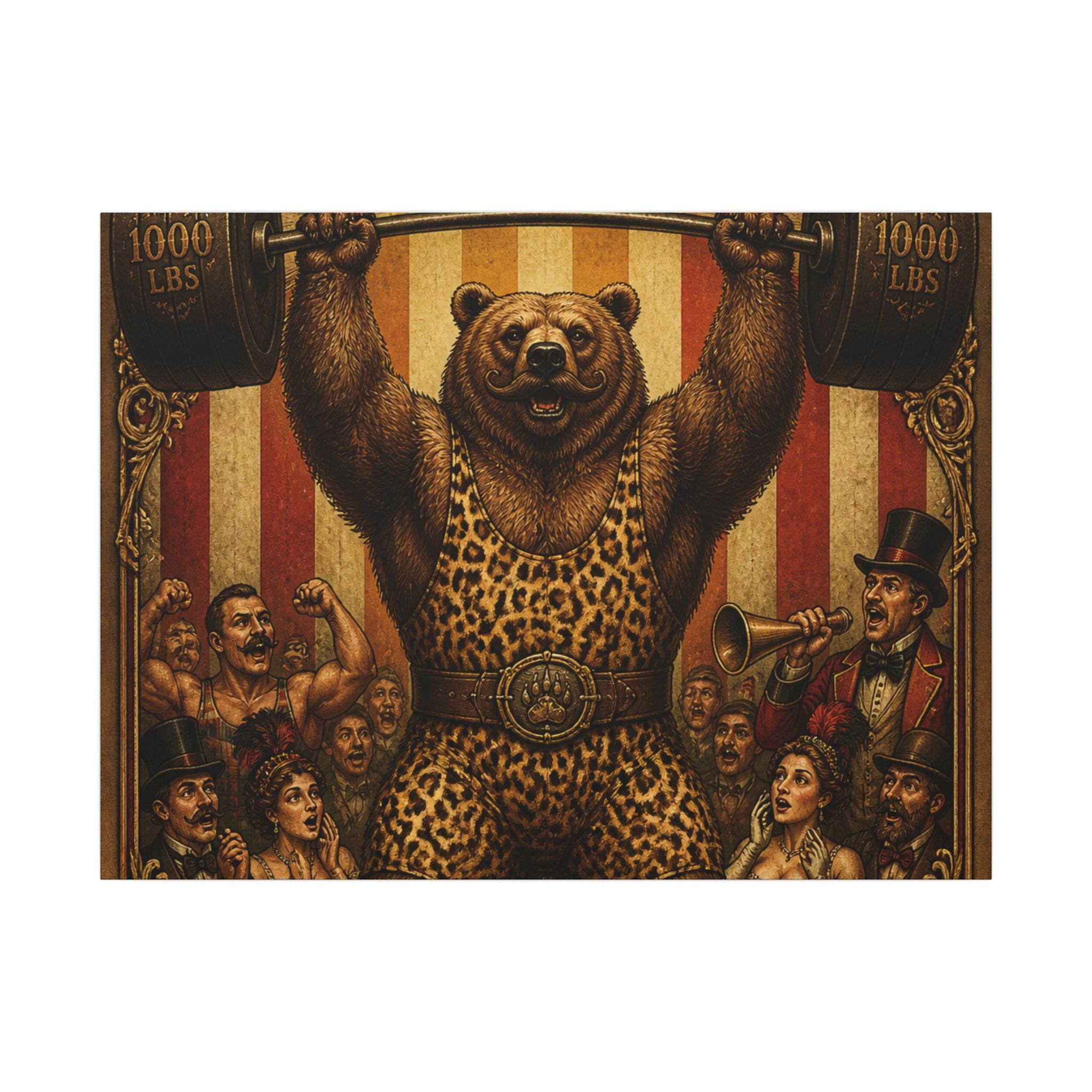 Strongman Bear Wall Art Canvas 24×36 Baroque Studio Decor Maximalist Print