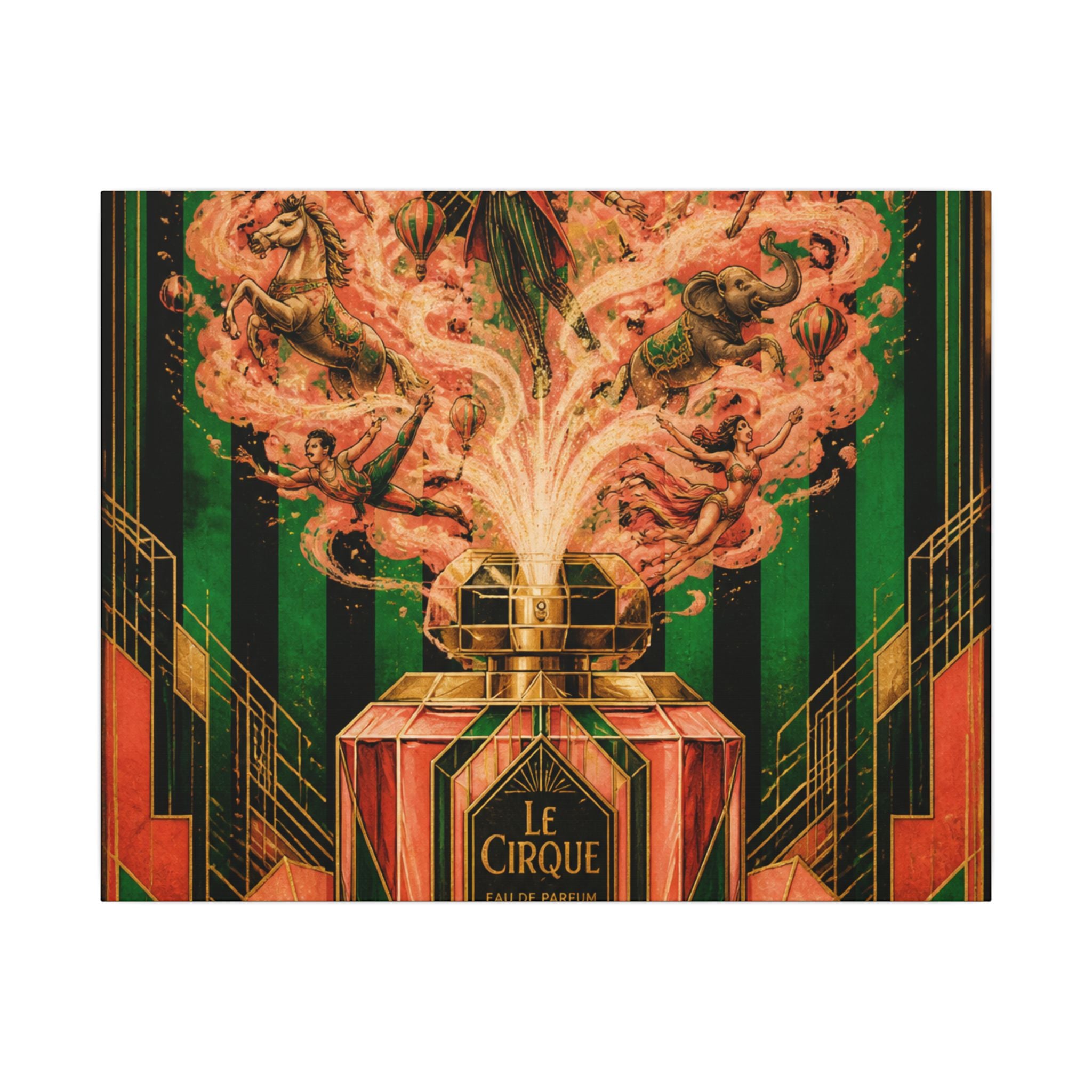 Perfume Bottle Fountain Wall Art Canvas 16×20 Art Deco Entryway Decor Maximalist Print