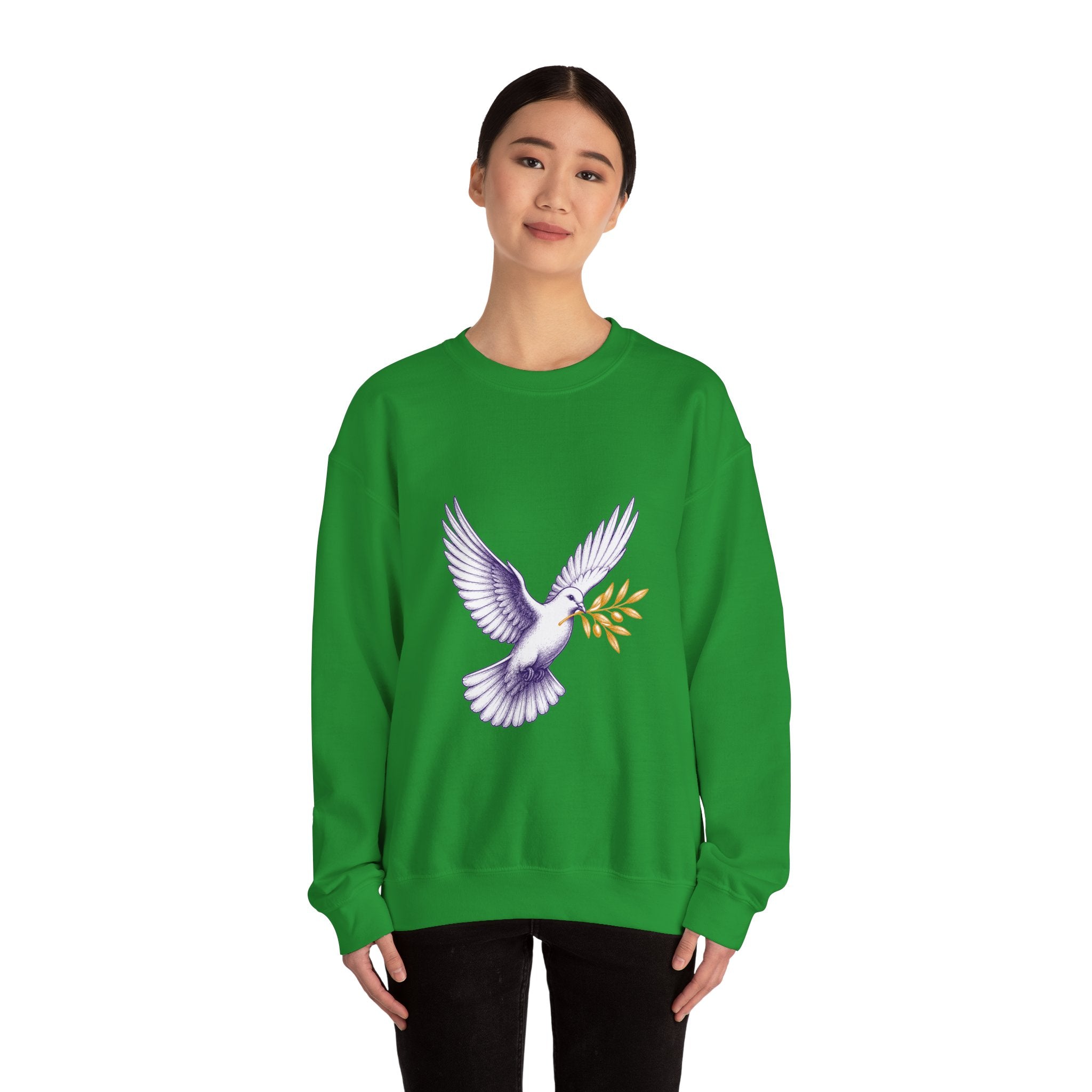 Matching Couple Sweatshirt - Wolf & Dove Matching Couple Crewneck Sweatshirt Hand-Drawn Art His Hers Best Friend Gift - Design B