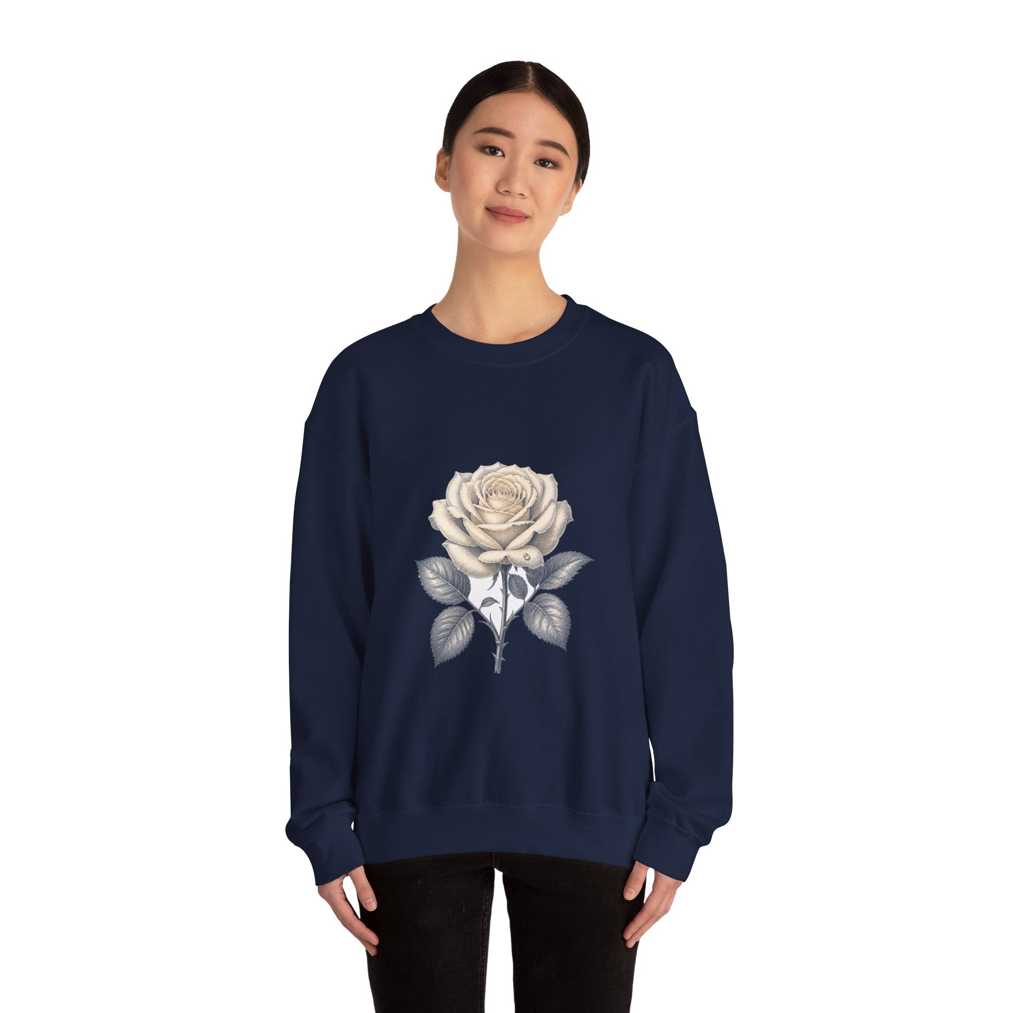 Matching Couple Sweatshirt - Rose & Thorn Matching Couple Crewneck Sweatshirt Vintage Art His Hers Wedding Gift - Design A