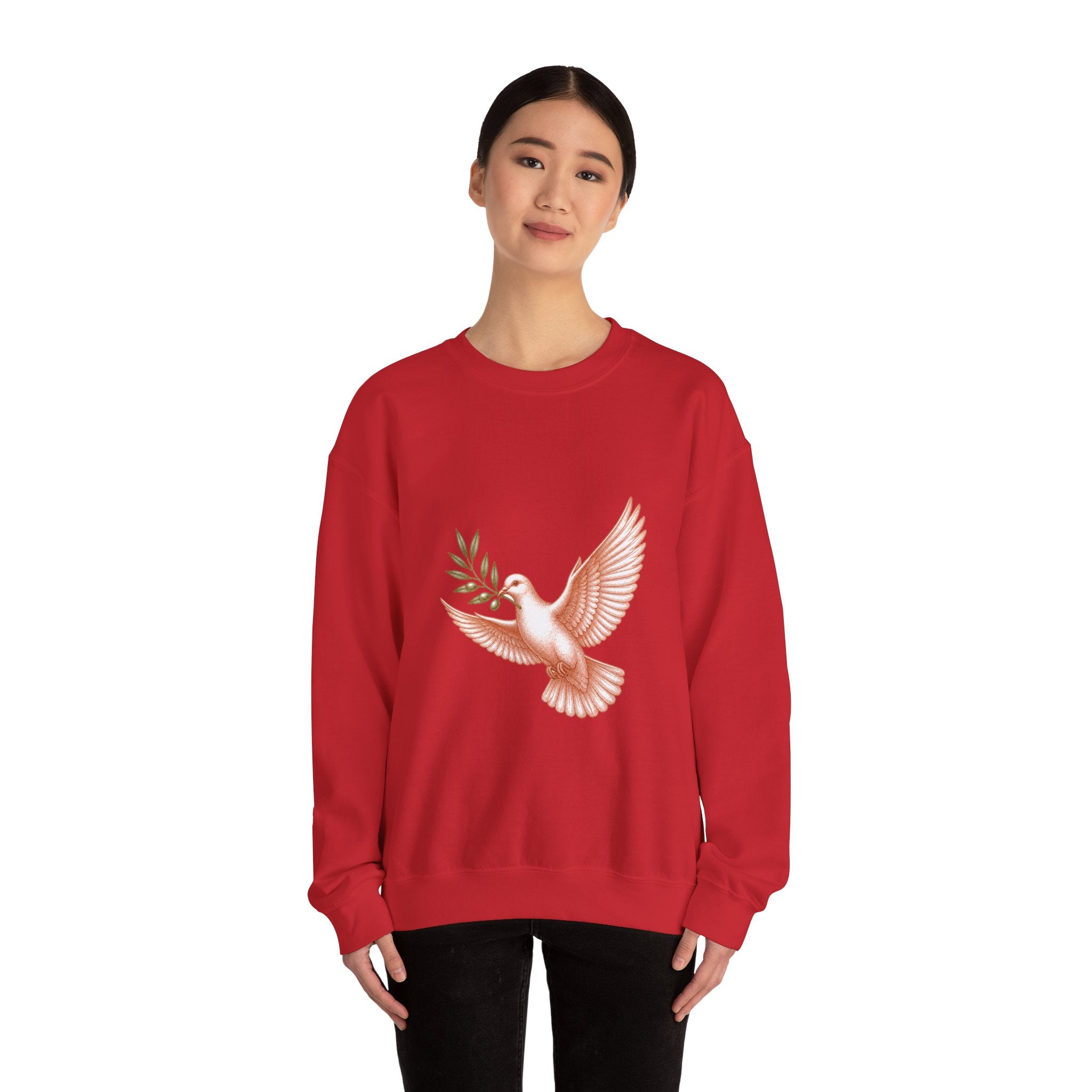 Matching Couple Sweatshirt - Wolf & Dove Matching Couple Crewneck Sweatshirt Vintage Art His Hers Wedding Gift - Design B