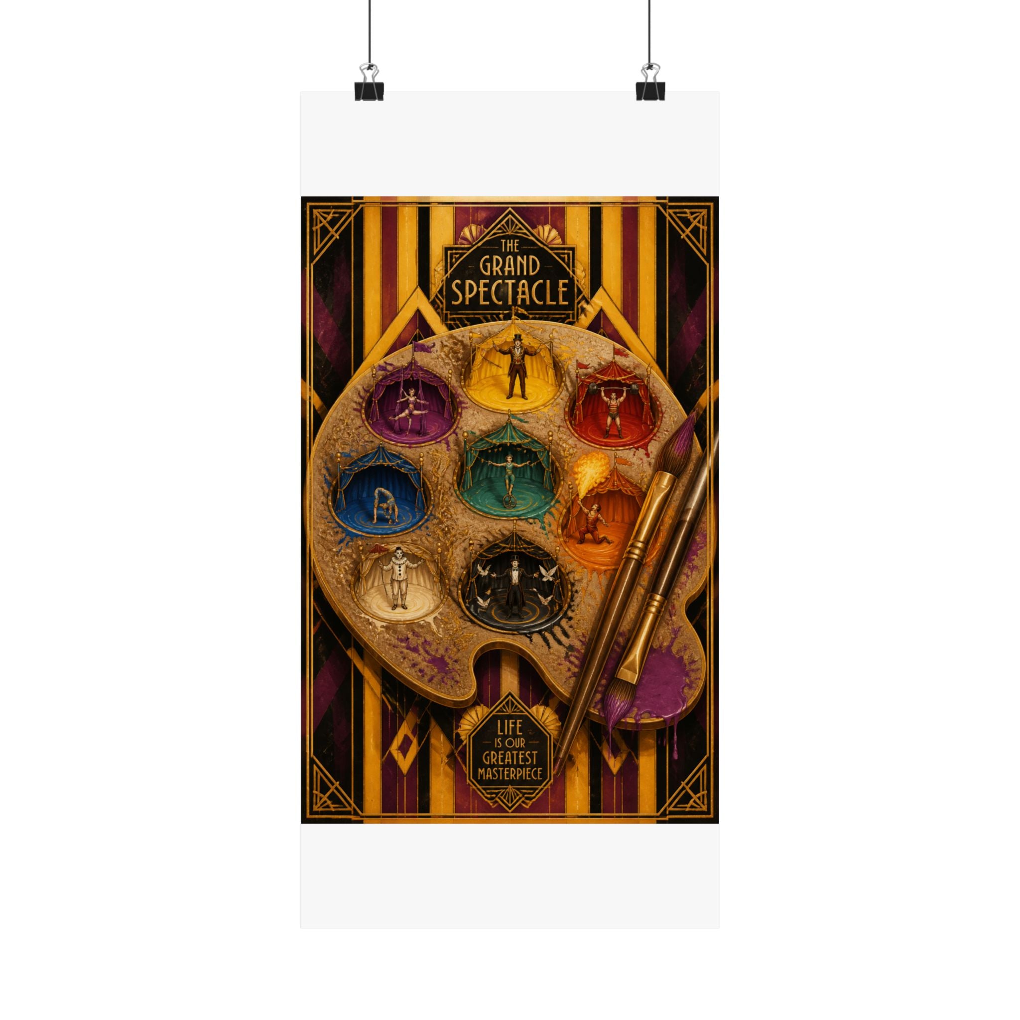 Paint Palette Stage Wall Art Poster 24×36 Art Deco Bar Area Decor Maximalist Print