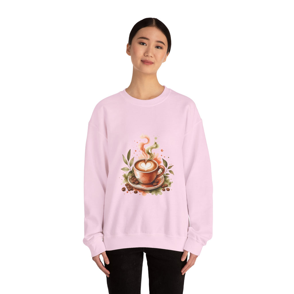 Matching Couple Sweatshirt - Coffee & Tea Matching Couple Crewneck Sweatshirt Watercolor Art His Hers Engagement Gift - Design A