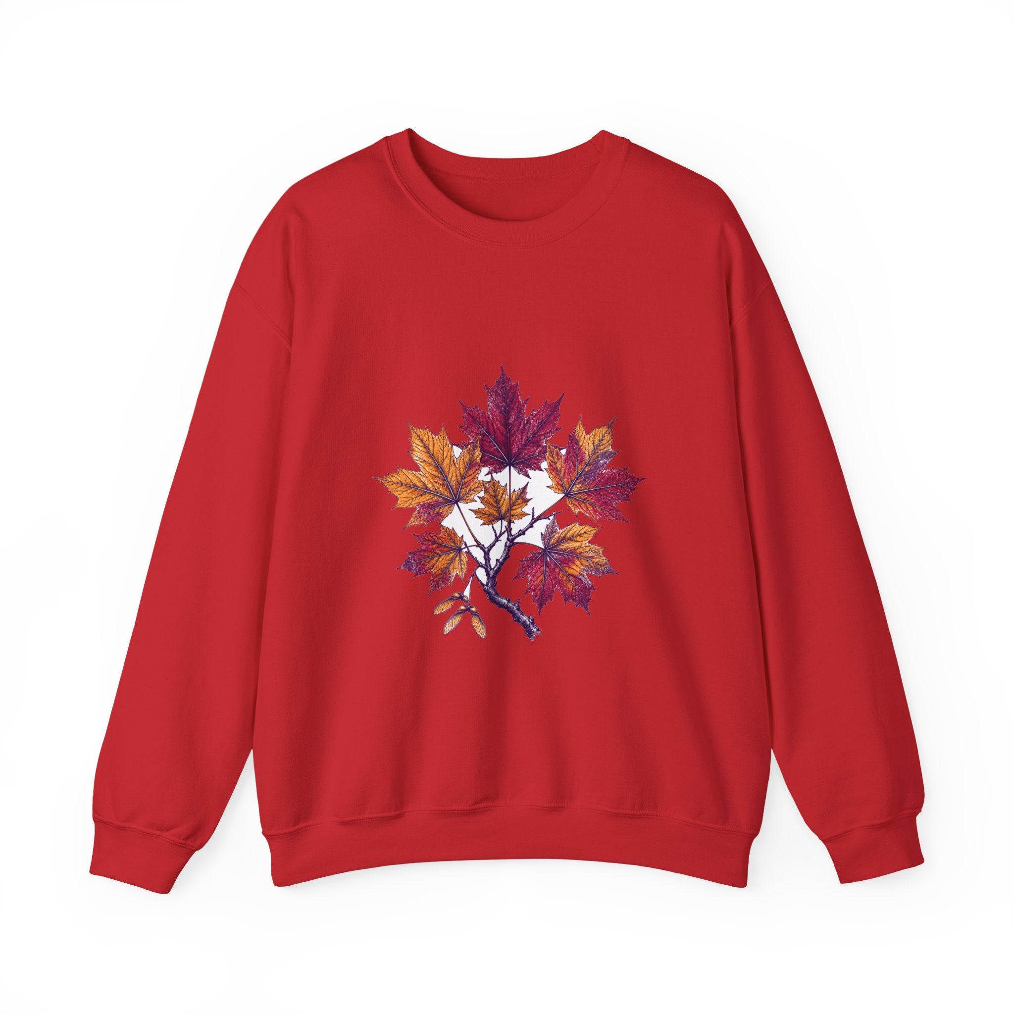 Matching Couple Sweatshirt - Cherry Blossom & Maple Leaf Matching Couple Comfort Colors Crew Hand-Drawn Art His Hers Anniversary Gift - Design B