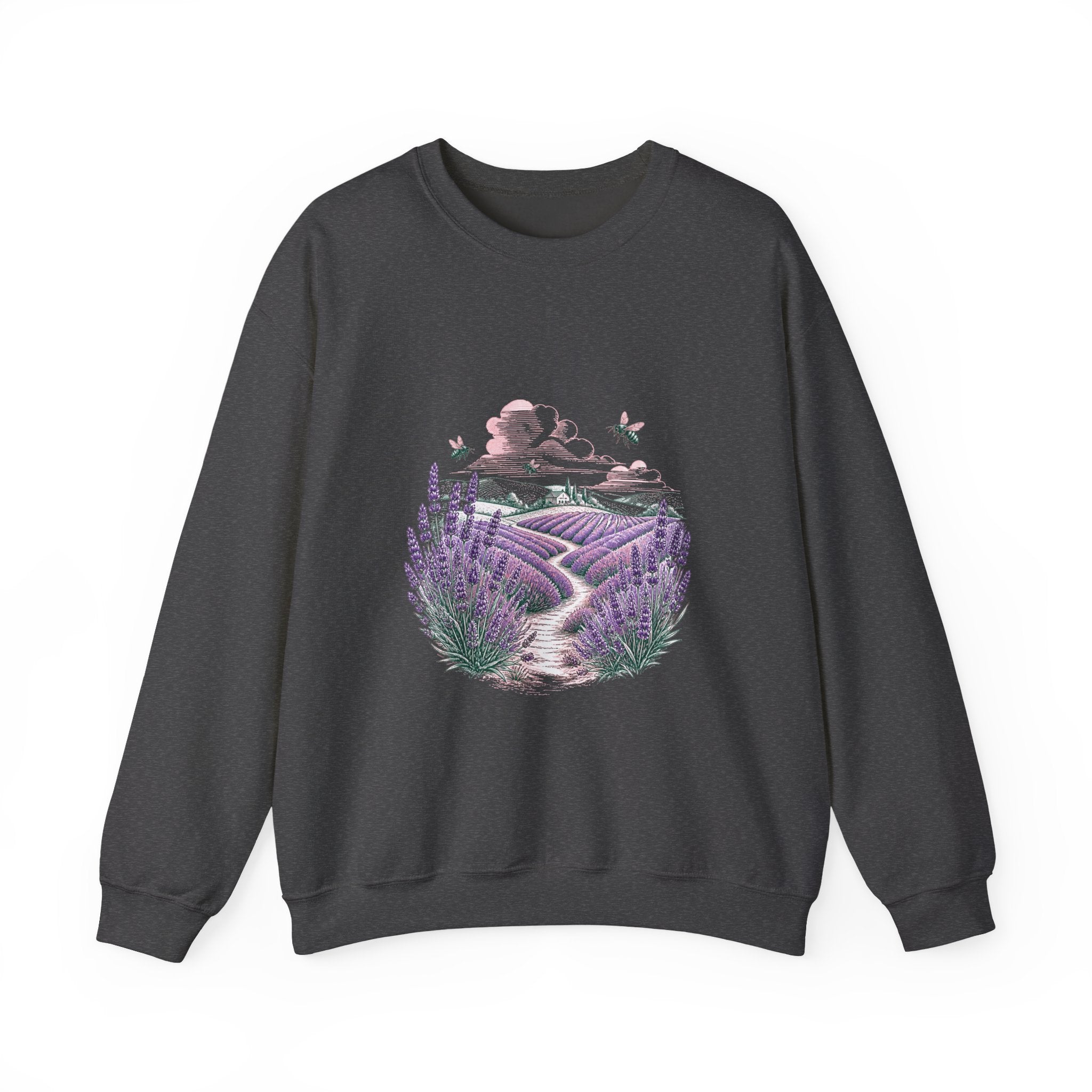 Matching Couple Sweatshirt - Lavender Fields & Canyon Matching Couple Comfort Colors Crew Hand-Drawn Art His Hers Anniversary Gift - Design A
