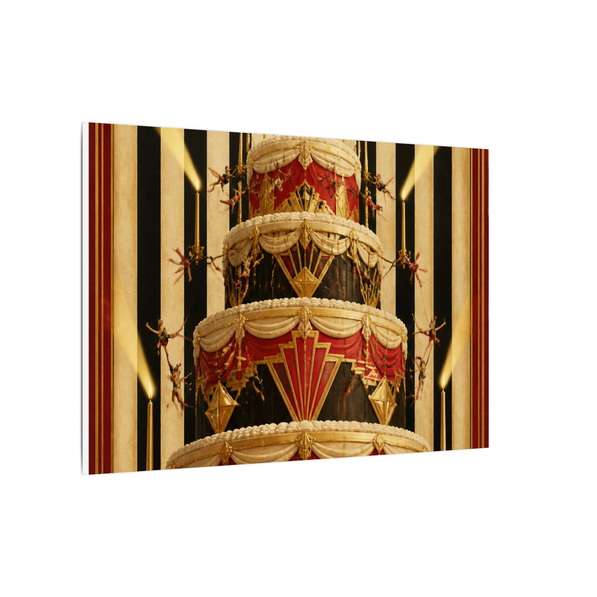 Birthday Cake Trapeze Wall Art Canvas 16×20 Art Deco Entryway Decor Maximalist Print