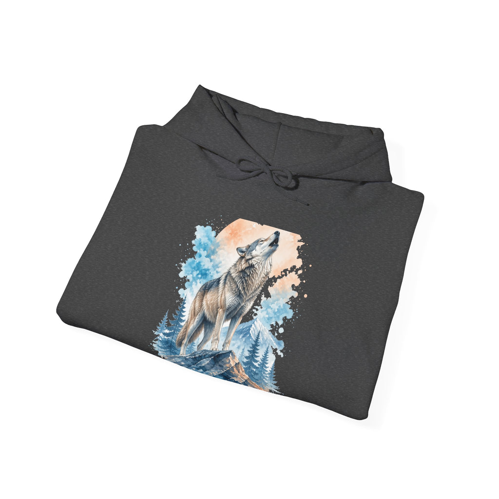 Matching Couple Sweatshirt - Wolf & Dove Matching Couple Hooded Sweatshirt Watercolor Art His Hers Engagement Gift - Design A