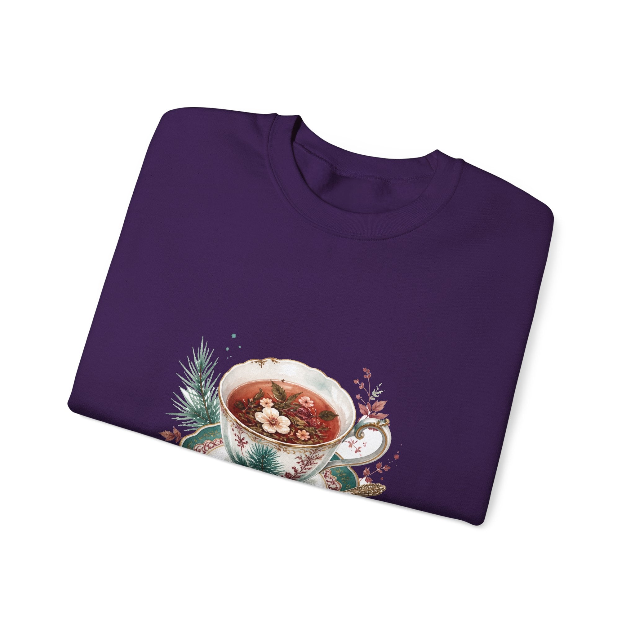 Matching Couple Sweatshirt - Coffee & Tea Matching Couple Comfort Colors Crew Watercolor Art His Hers Birthday Gift - Design B