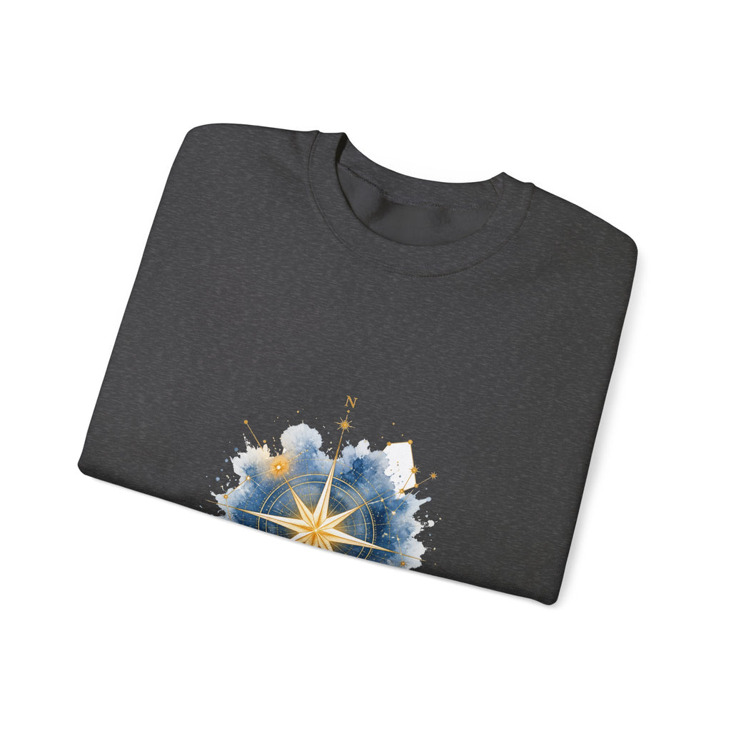 Matching Couple Sweatshirt - Shooting Star & North Star Matching Couple Comfort Colors Crew Watercolor Art His Hers Birthday Gift - Design B