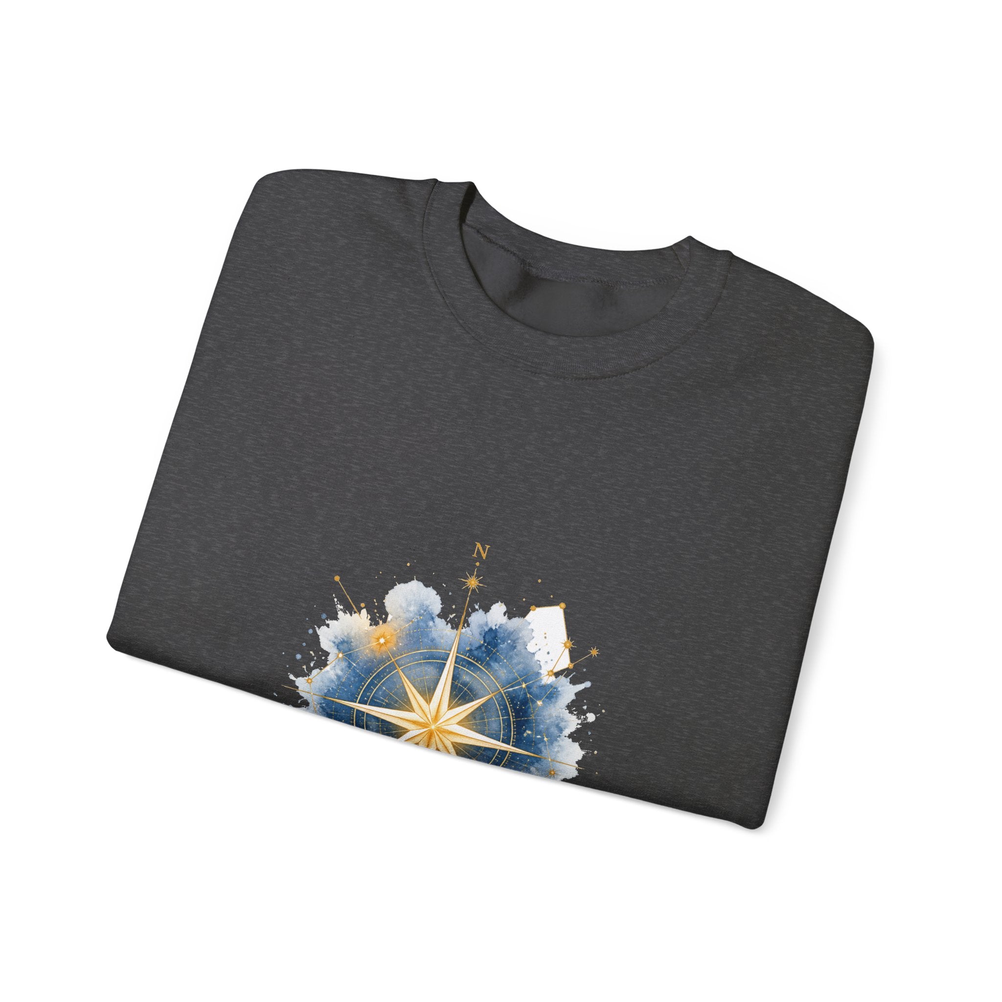 Matching Couple Sweatshirt - Shooting Star & North Star Matching Couple Comfort Colors Crew Watercolor Art His Hers Birthday Gift - Design B