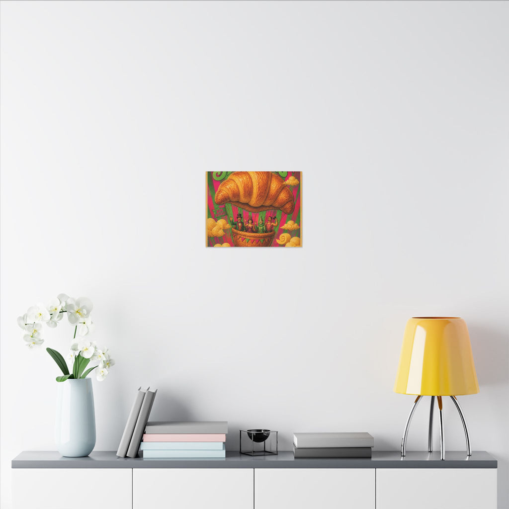 Croissant Hot Air Balloon Wall Art Canvas 16×20 Psychedelic Cafe Decor Maximalist Print