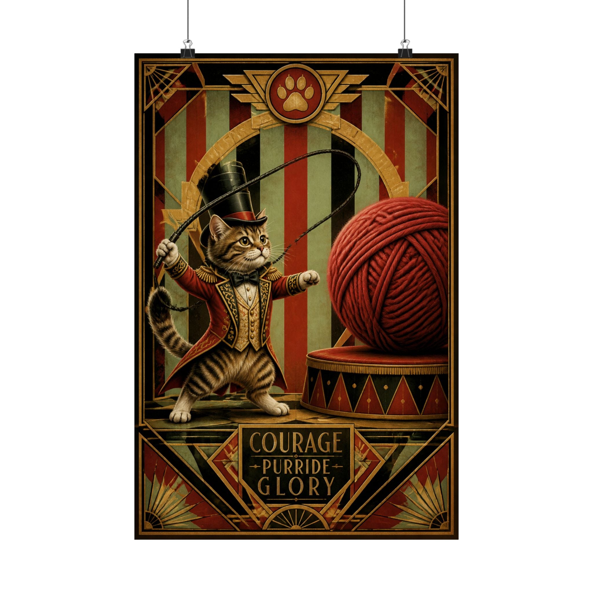 Cat Lion Tamer Wall Art Poster 18×24 Art Deco Entryway Decor Maximalist Print